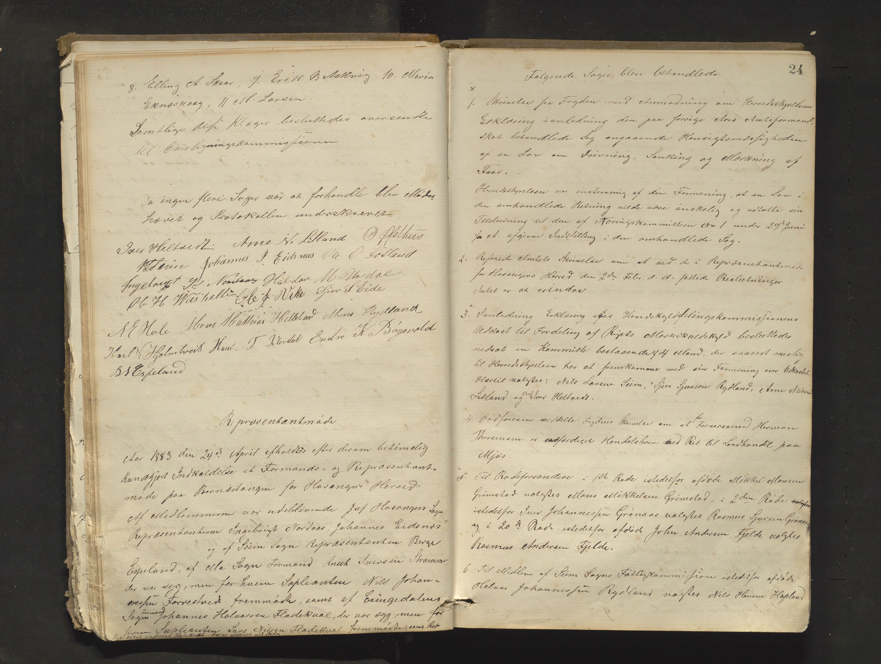 Hosanger kommune. Formannskapet, IKAH/1253a-021/A/Aa/L0003: Møtebok for Hosanger formannskap, heradsstyre og Hosanger soknestyre, 1881-1893, p. 24
