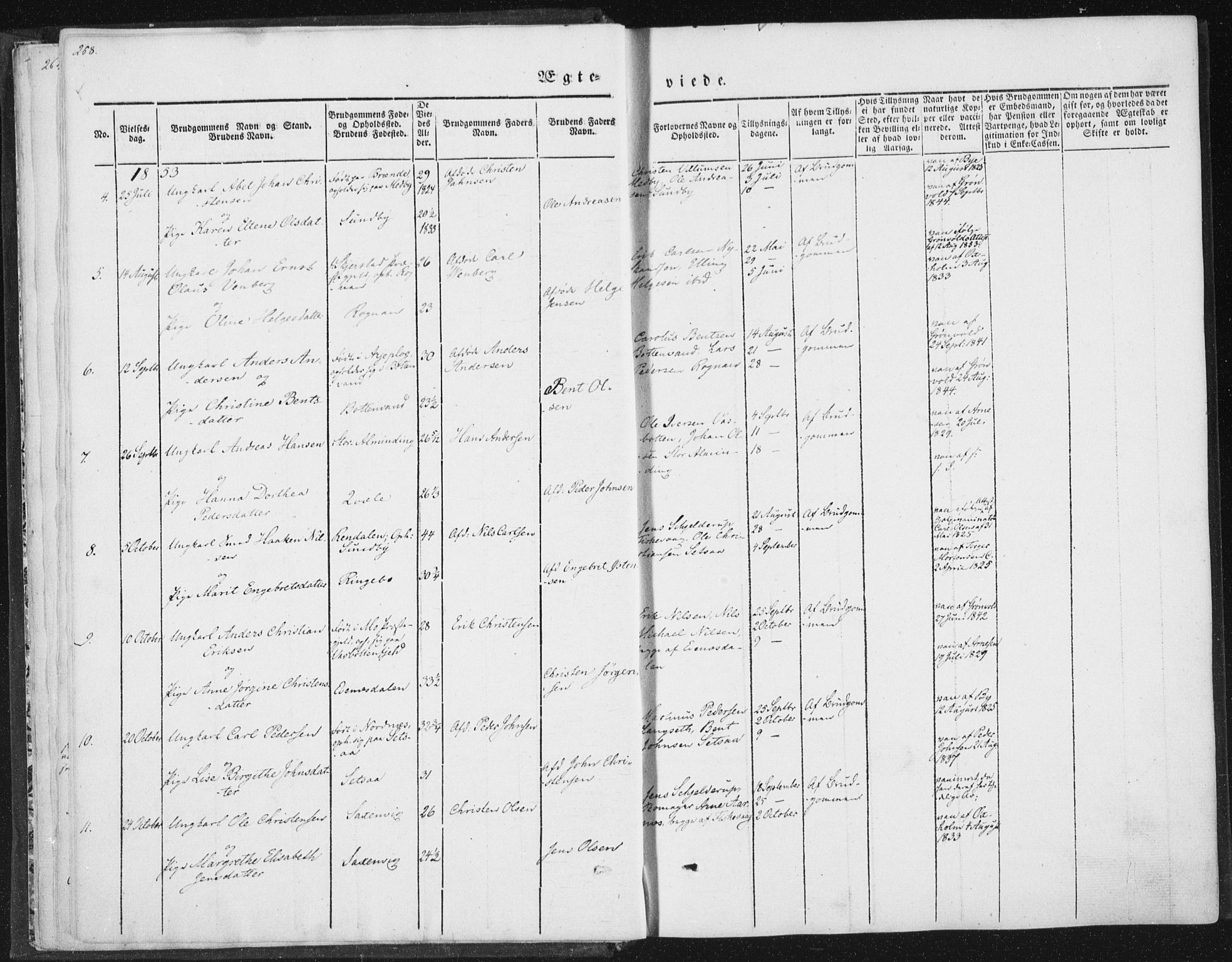 Ministerialprotokoller, klokkerbøker og fødselsregistre - Nordland, AV/SAT-A-1459/847/L0667: Parish register (official) no. 847A07, 1842-1871, p. 268