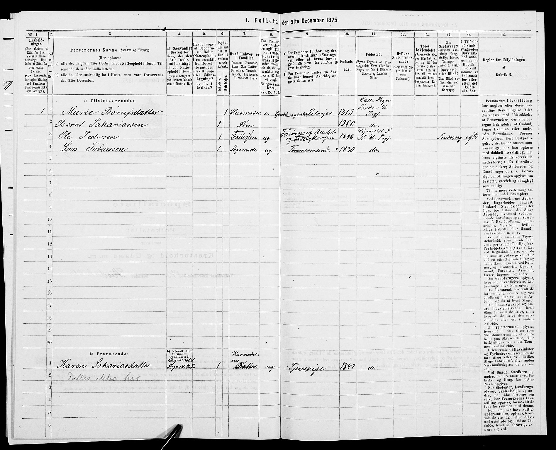 SAK, 1875 census for 1028P Nord-Audnedal, 1875, p. 442