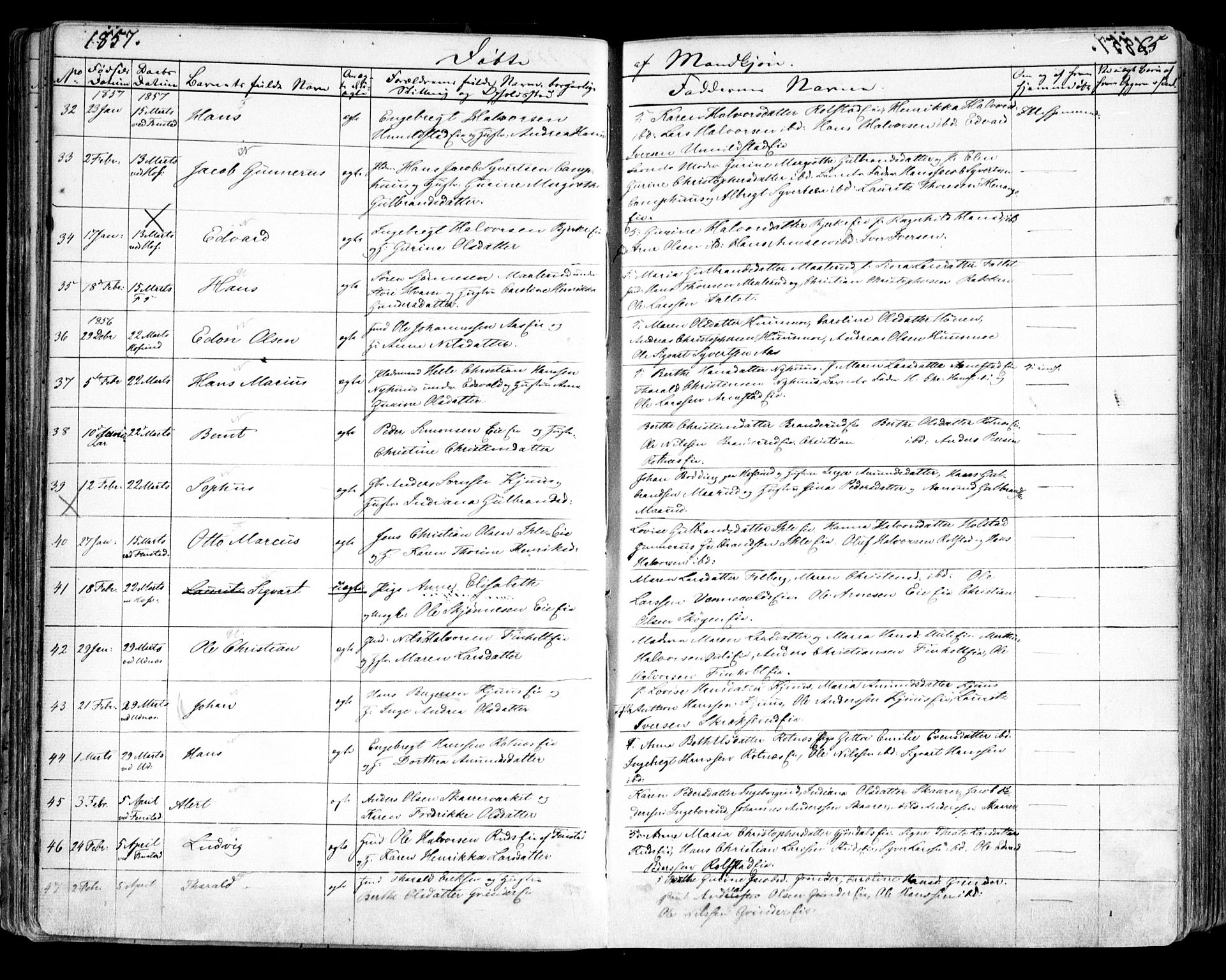 Nes prestekontor Kirkebøker, AV/SAO-A-10410/F/Fa/L0007: Parish register (official) no. I 7, 1846-1858, p. 65