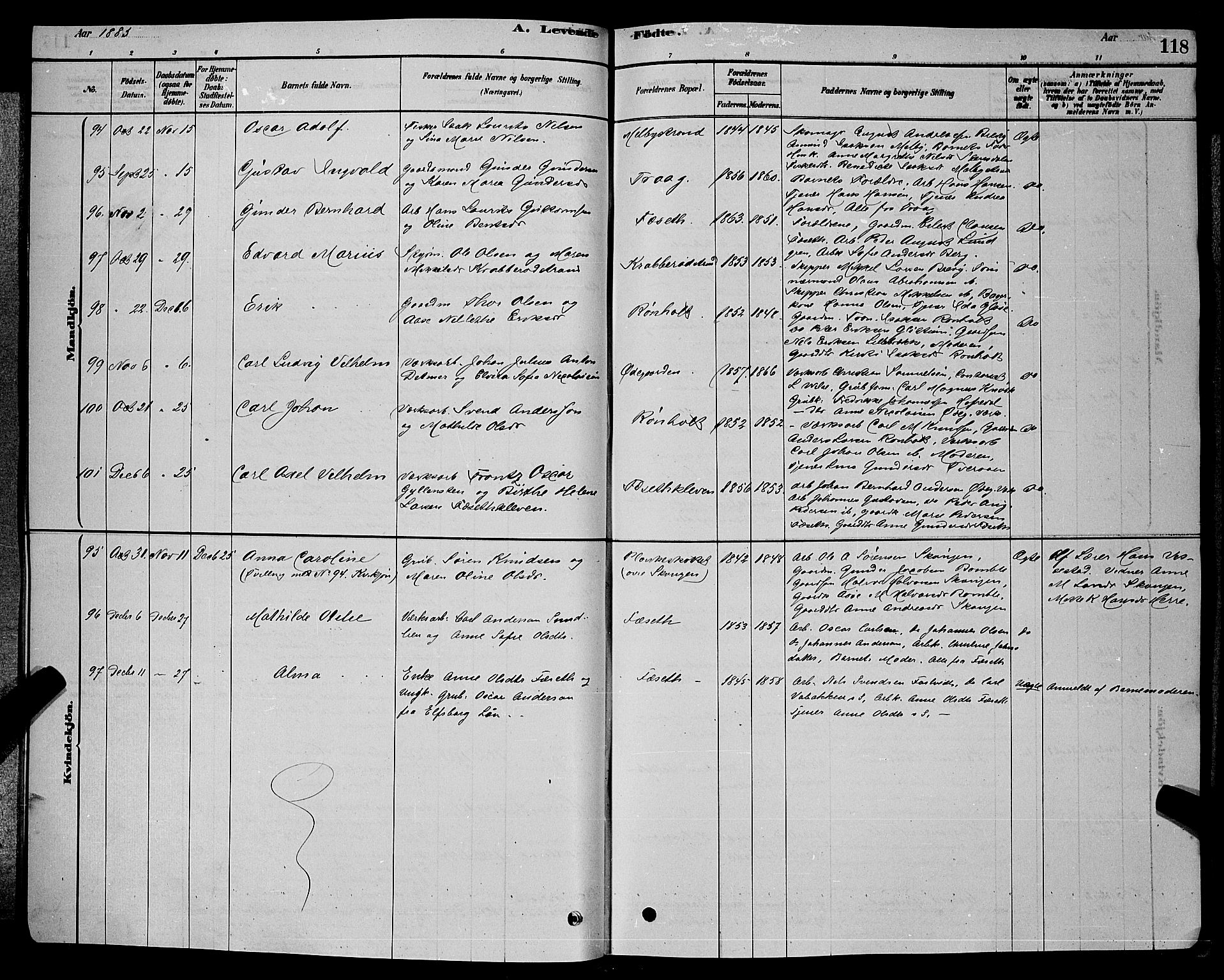 Bamble kirkebøker, SAKO/A-253/G/Ga/L0008: Parish register (copy) no. I 8, 1878-1888, p. 118