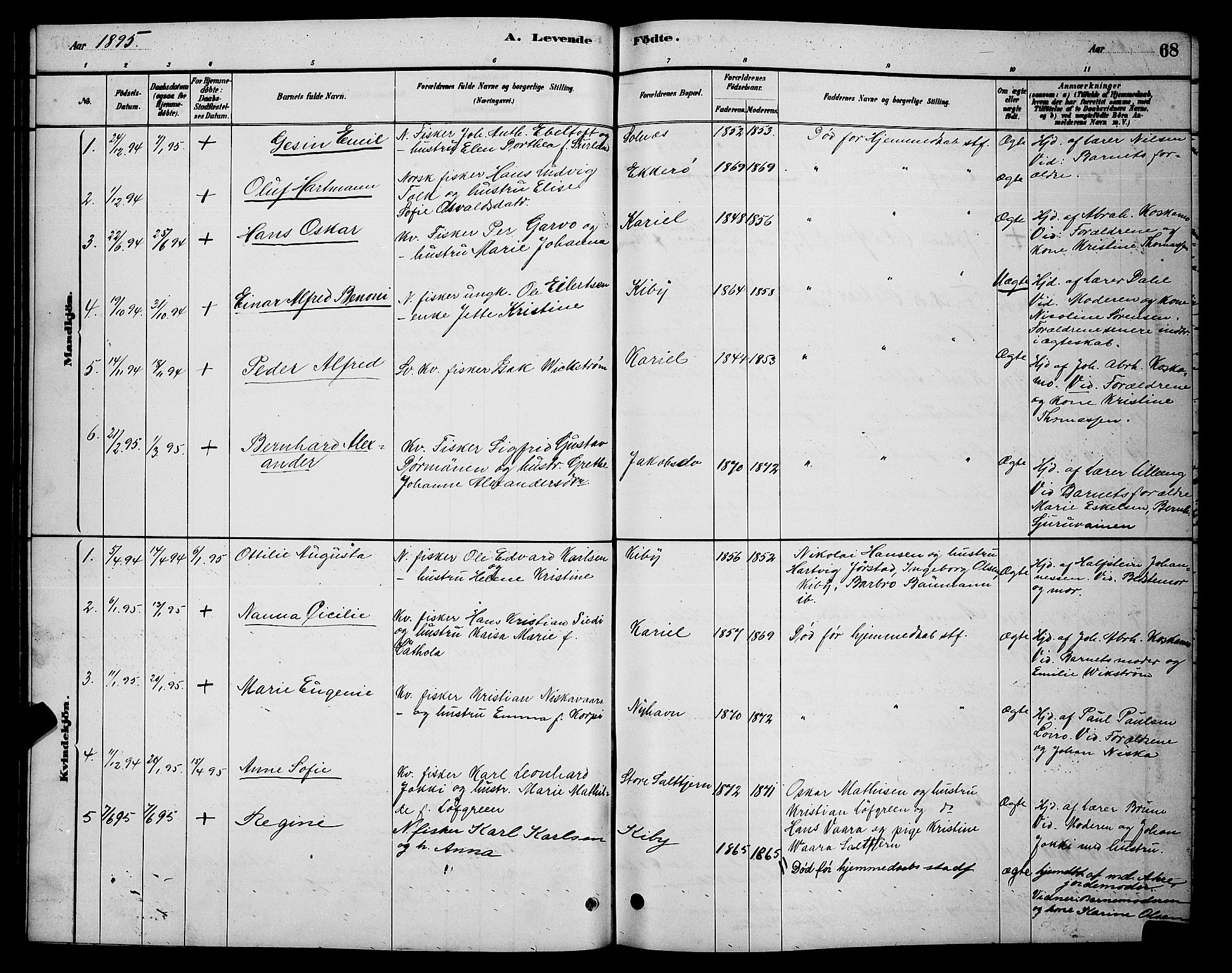 Vadsø sokneprestkontor, SATØ/S-1325/H/Hb/L0003klokker: Parish register (copy) no. 3, 1881-1901, p. 68