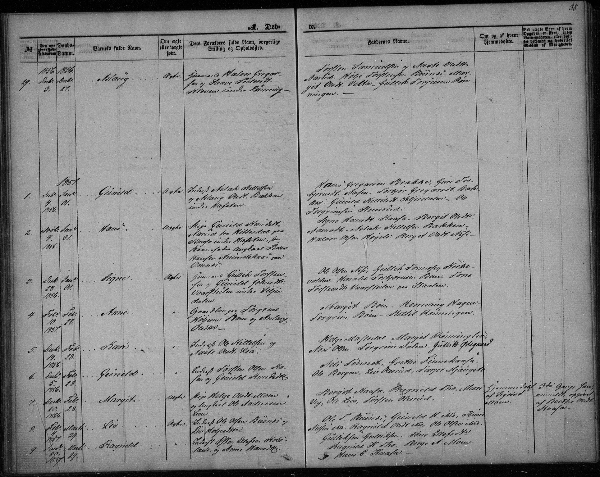 Gransherad kirkebøker, SAKO/A-267/F/Fa/L0002: Parish register (official) no. I 2, 1844-1859, p. 38