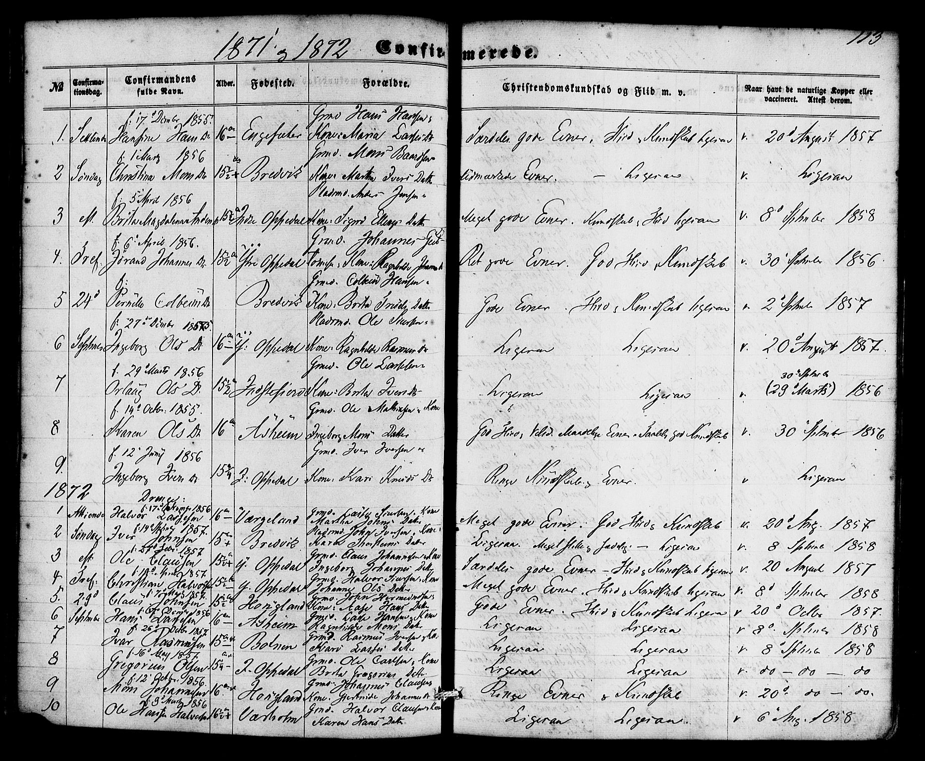 Gulen sokneprestembete, SAB/A-80201/H/Haa/Haac/L0001: Parish register (official) no. C 1, 1859-1881, p. 113