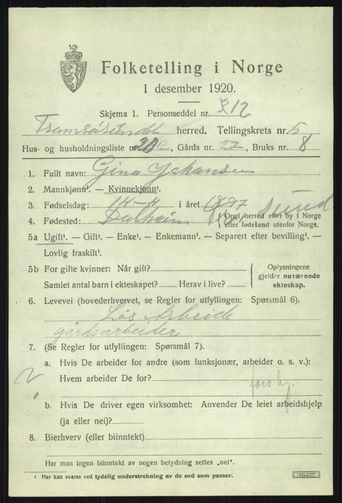 SATØ, 1920 census for Tromsøysund, 1920, p. 4978