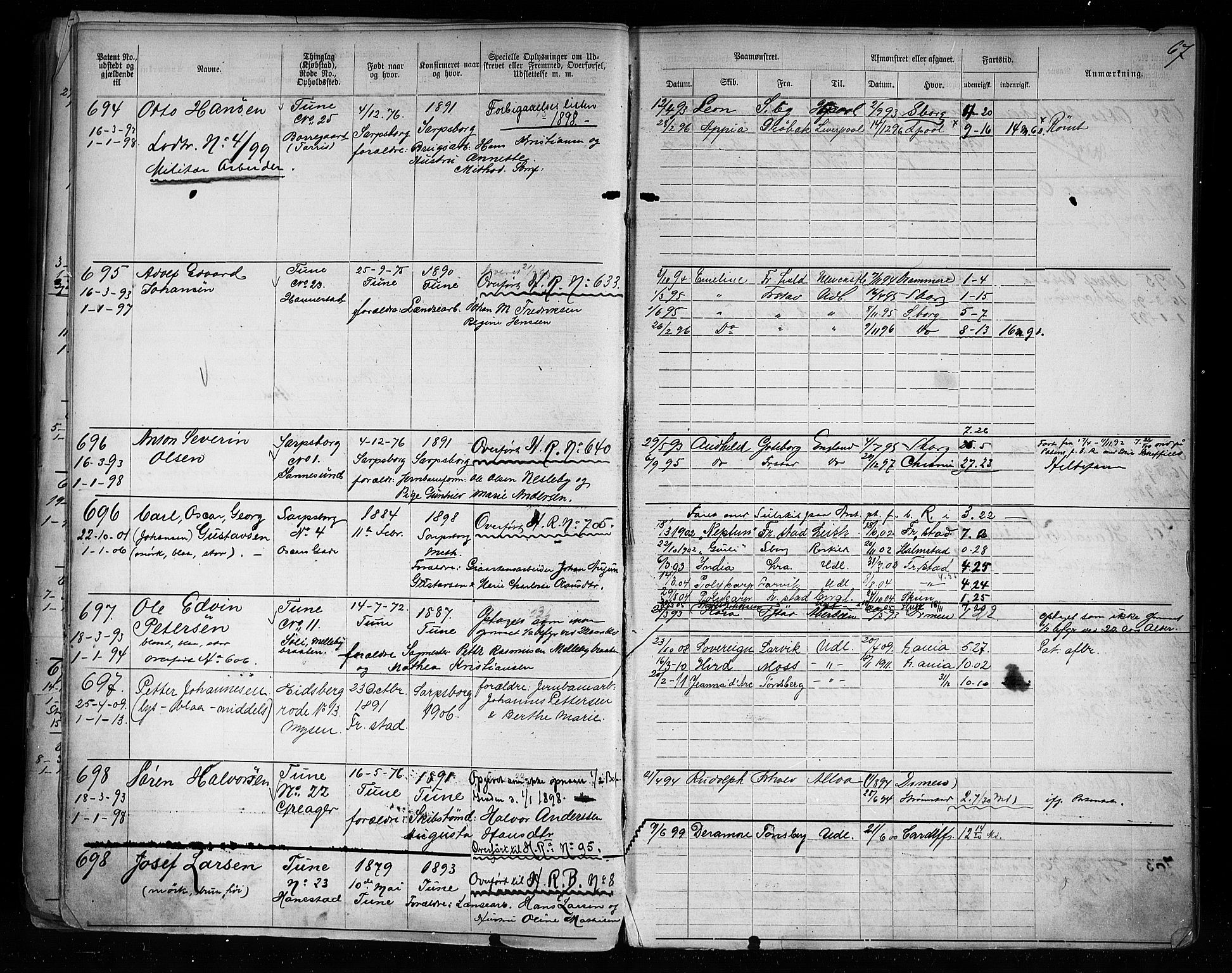 Sarpsborg mønstringskontor, AV/SAO-A-10569c/F/Fc/Fca/L0005: Annotasjonsrulle, 1881-1913, p. 72