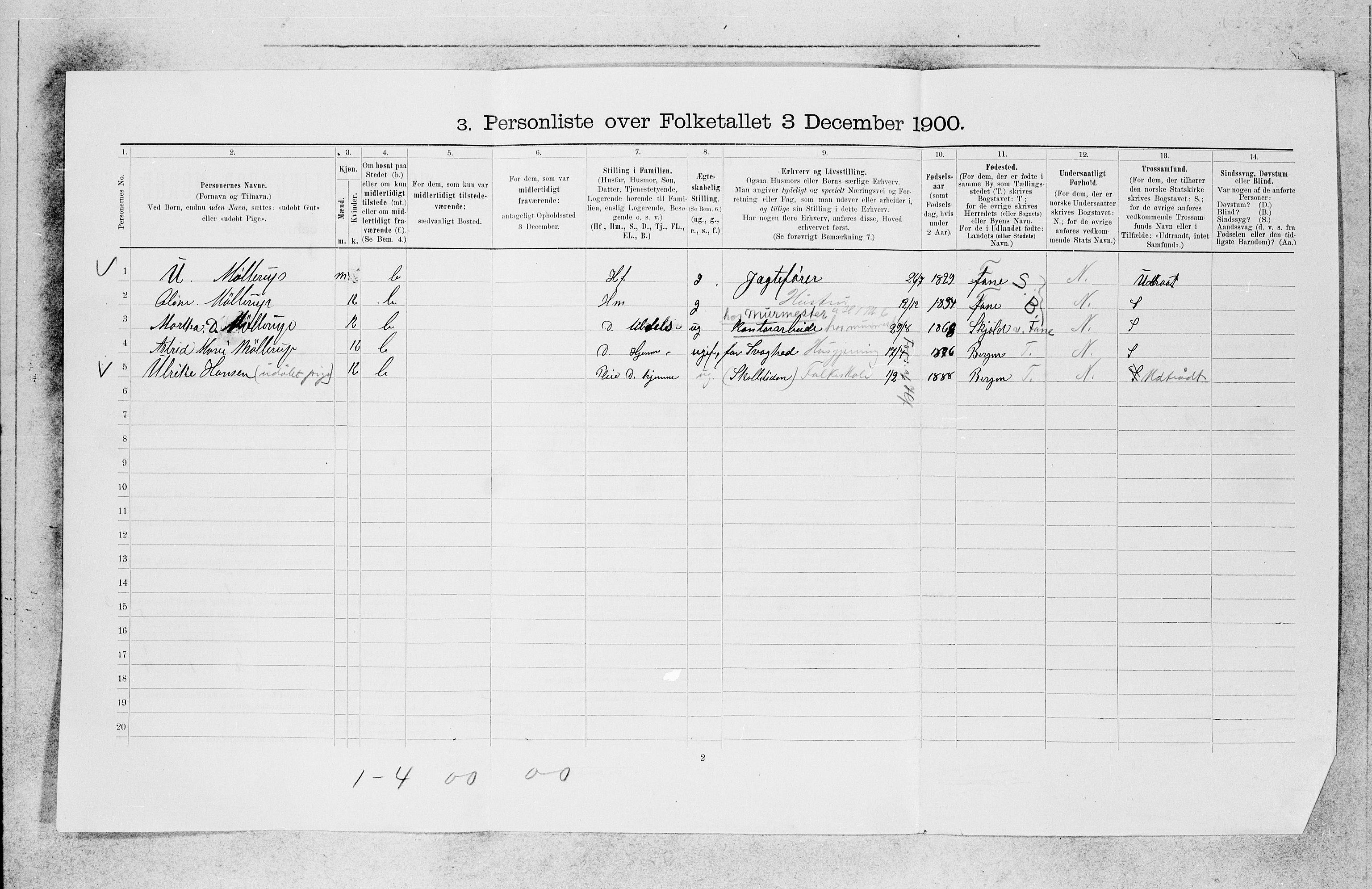 SAB, 1900 census for Bergen, 1900, p. 18414