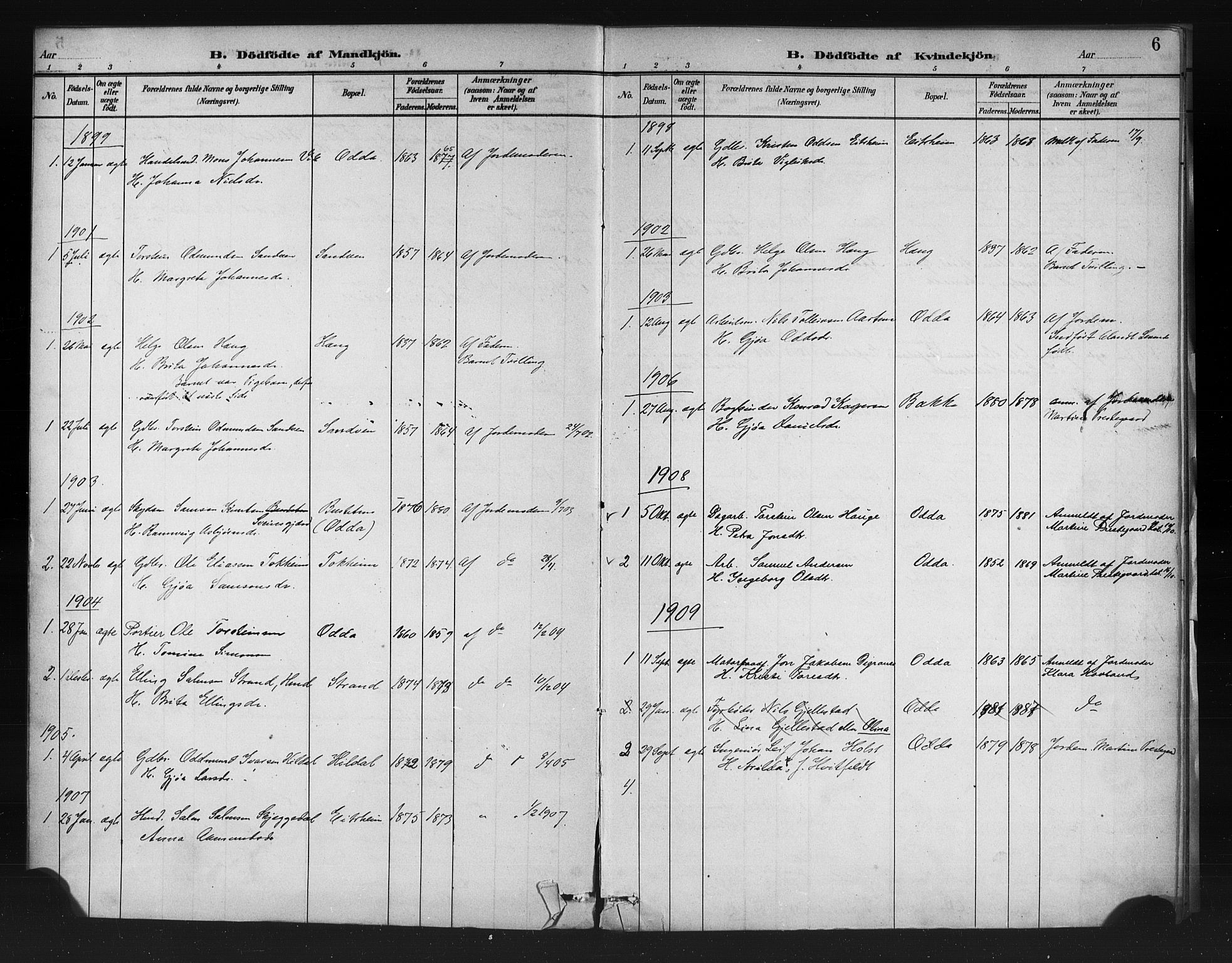 Odda Sokneprestembete, AV/SAB-A-77201/H/Haa: Parish register (official) no. A 1, 1883-1919, p. 6