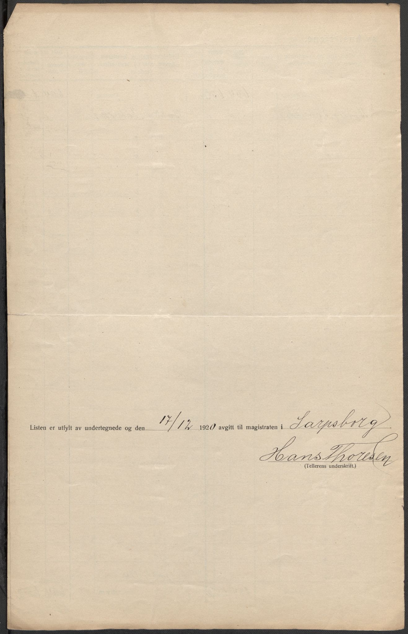 SAO, 1920 census for Sarpsborg, 1920, p. 45