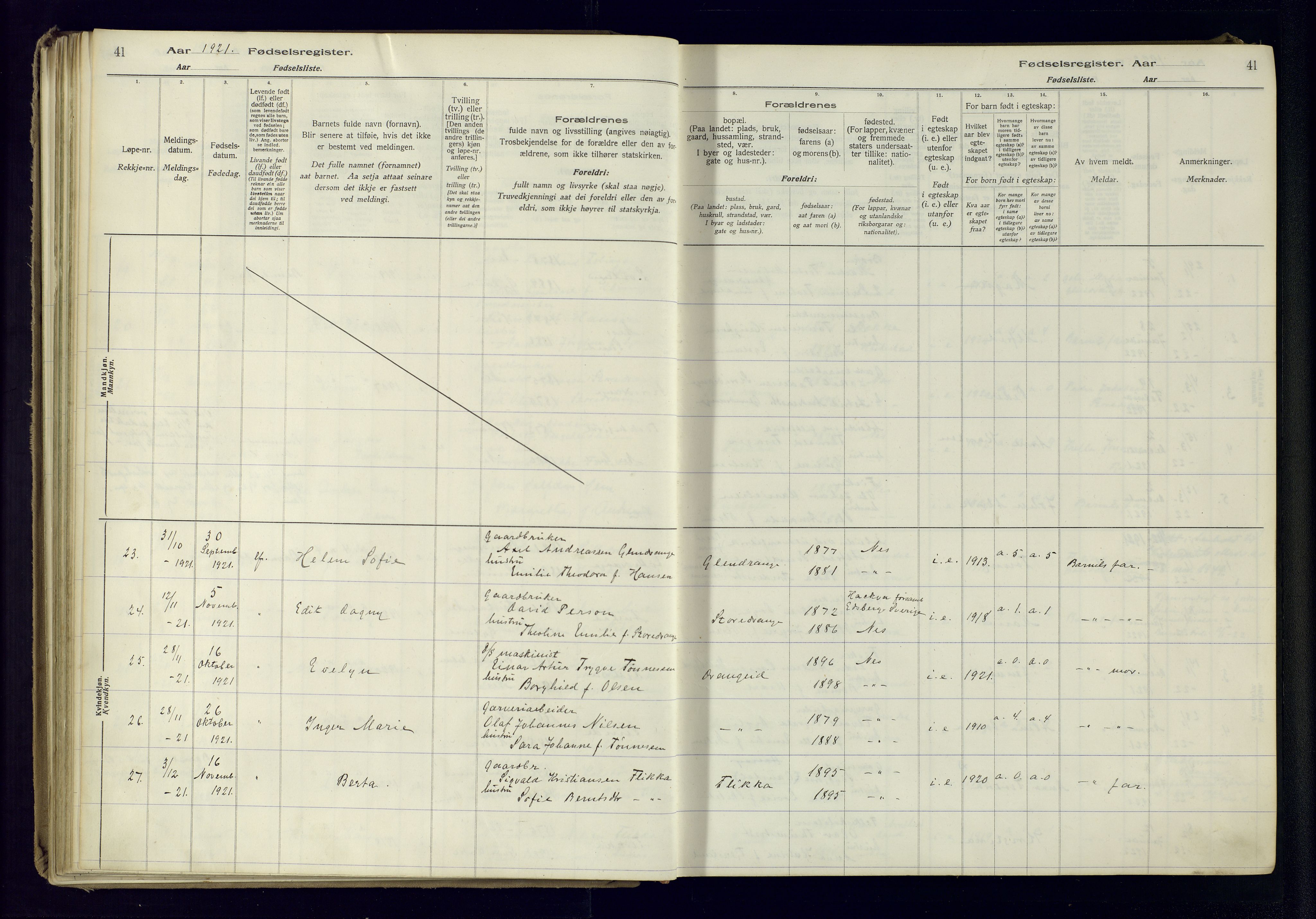 Flekkefjord sokneprestkontor, AV/SAK-1111-0012/J/Ja/L0005: Birth register no. 5, 1916-1950, p. 41