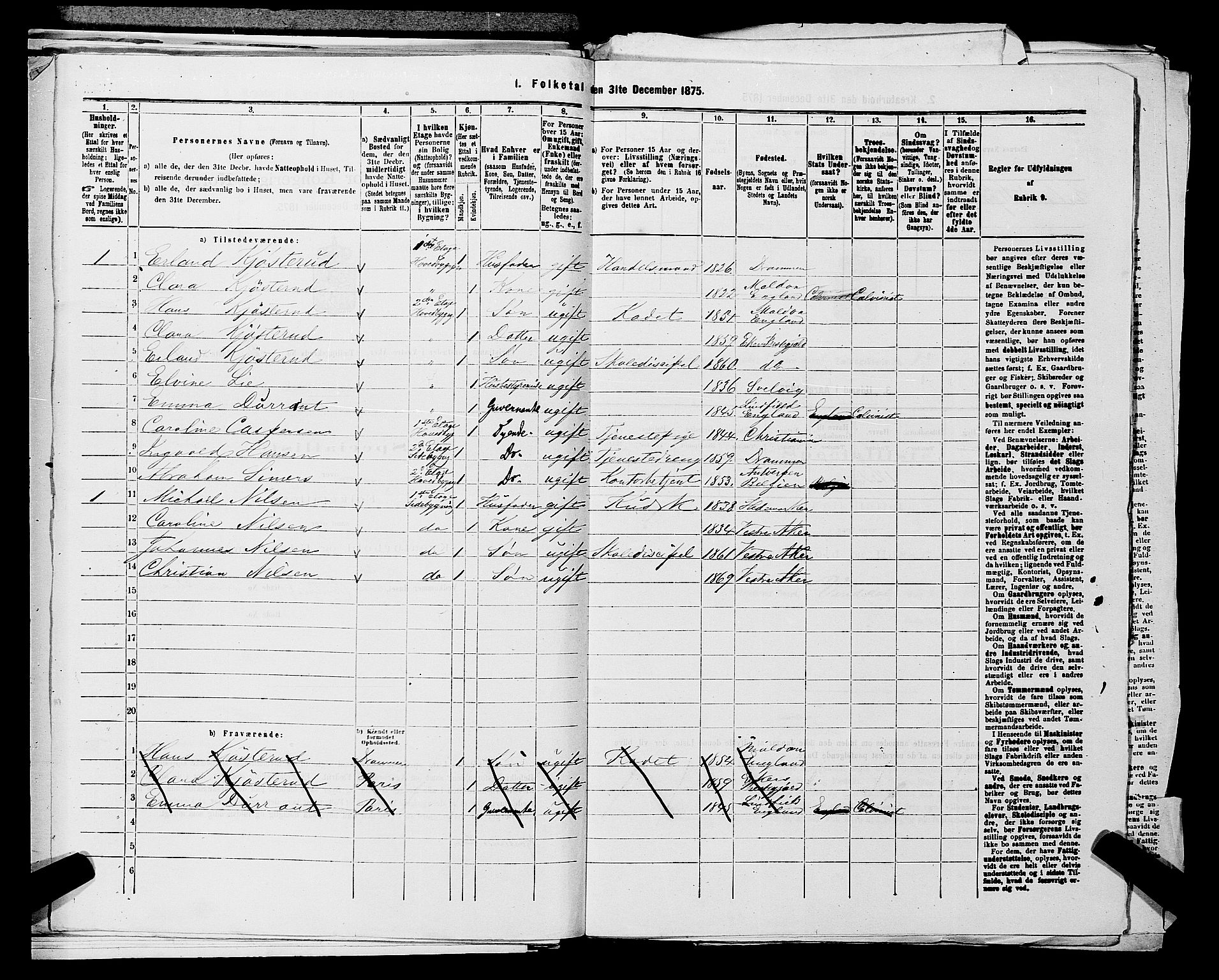 RA, 1875 census for 0218aP Vestre Aker, 1875, p. 2229