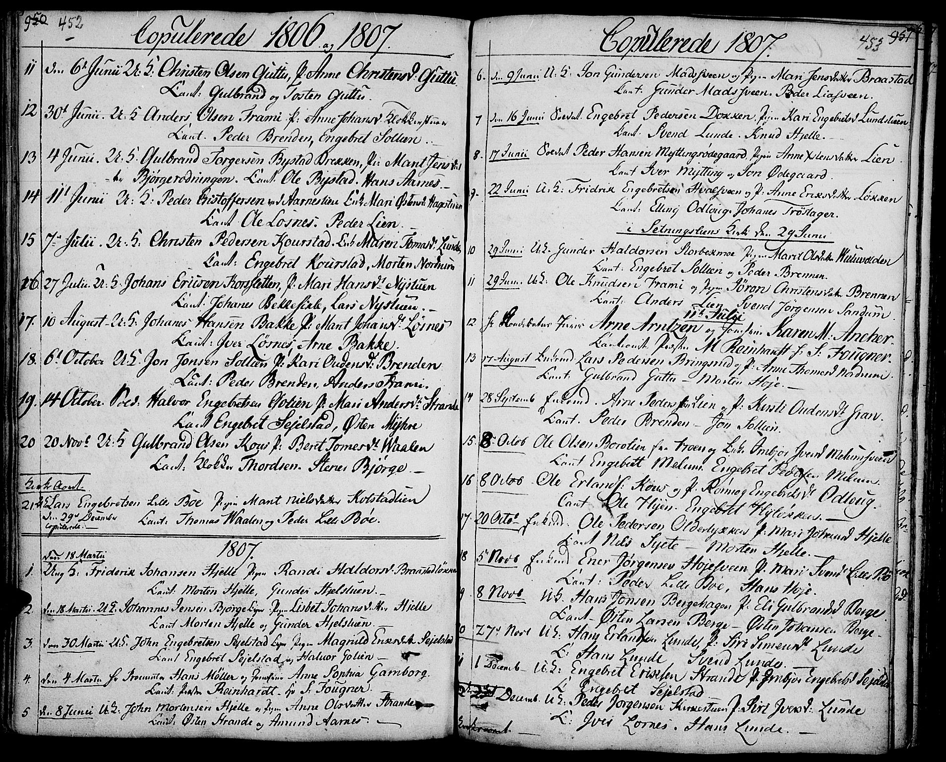 Ringebu prestekontor, AV/SAH-PREST-082/H/Ha/Haa/L0003: Parish register (official) no. 3, 1781-1820, p. 452-453