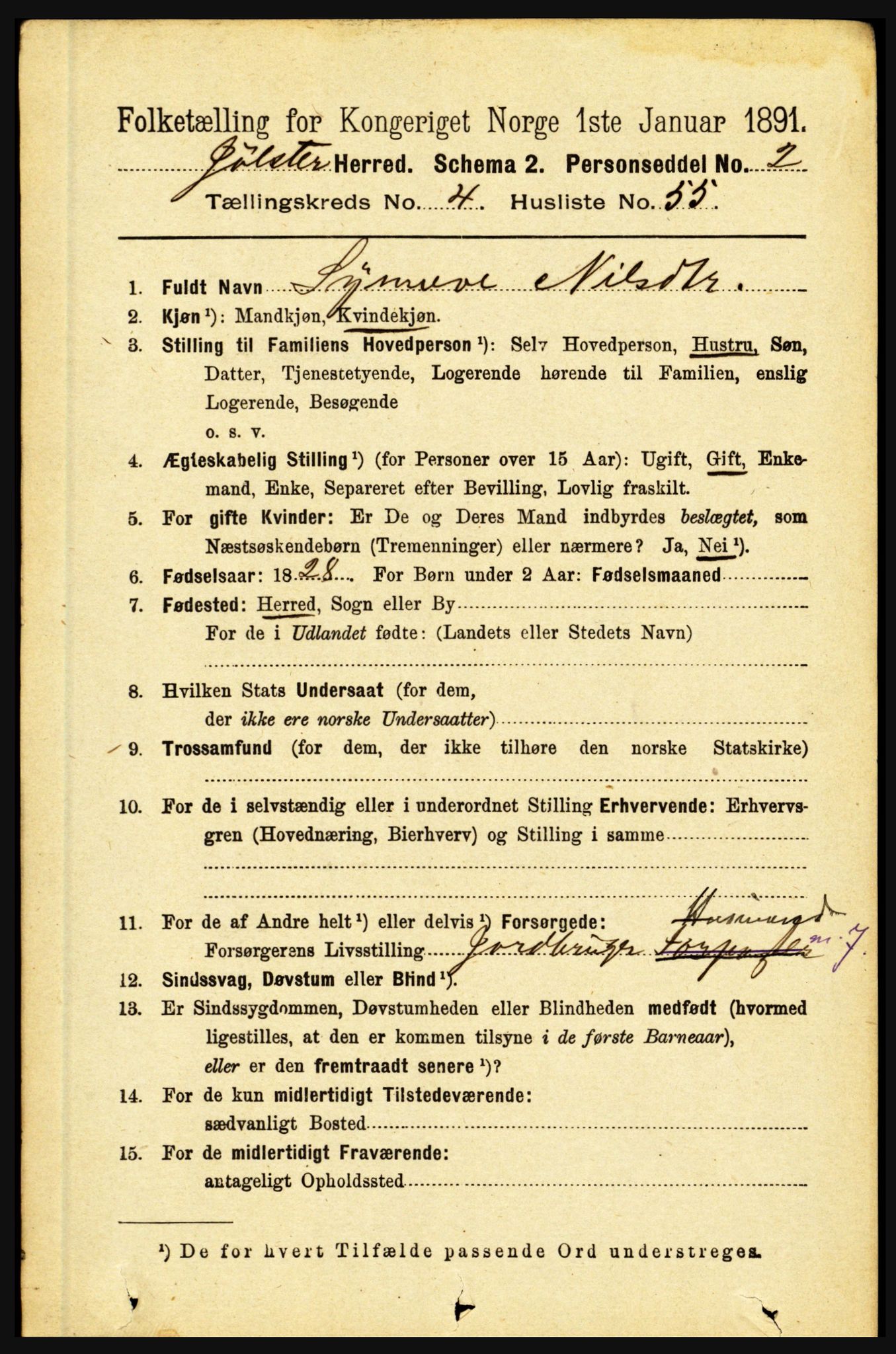 RA, 1891 census for 1431 Jølster, 1891, p. 1715