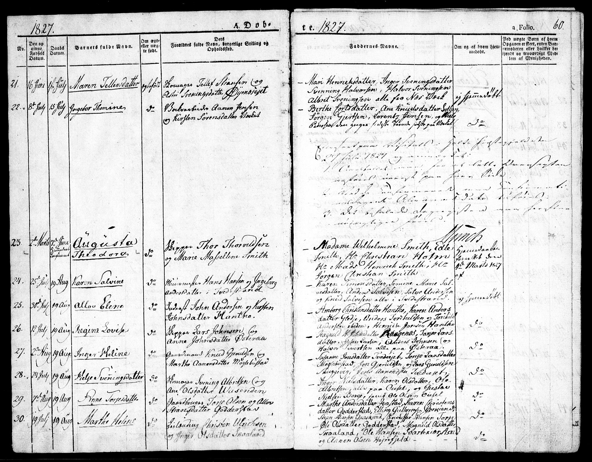 Holt sokneprestkontor, AV/SAK-1111-0021/F/Fa/L0006: Parish register (official) no. A 6, 1820-1835, p. 60