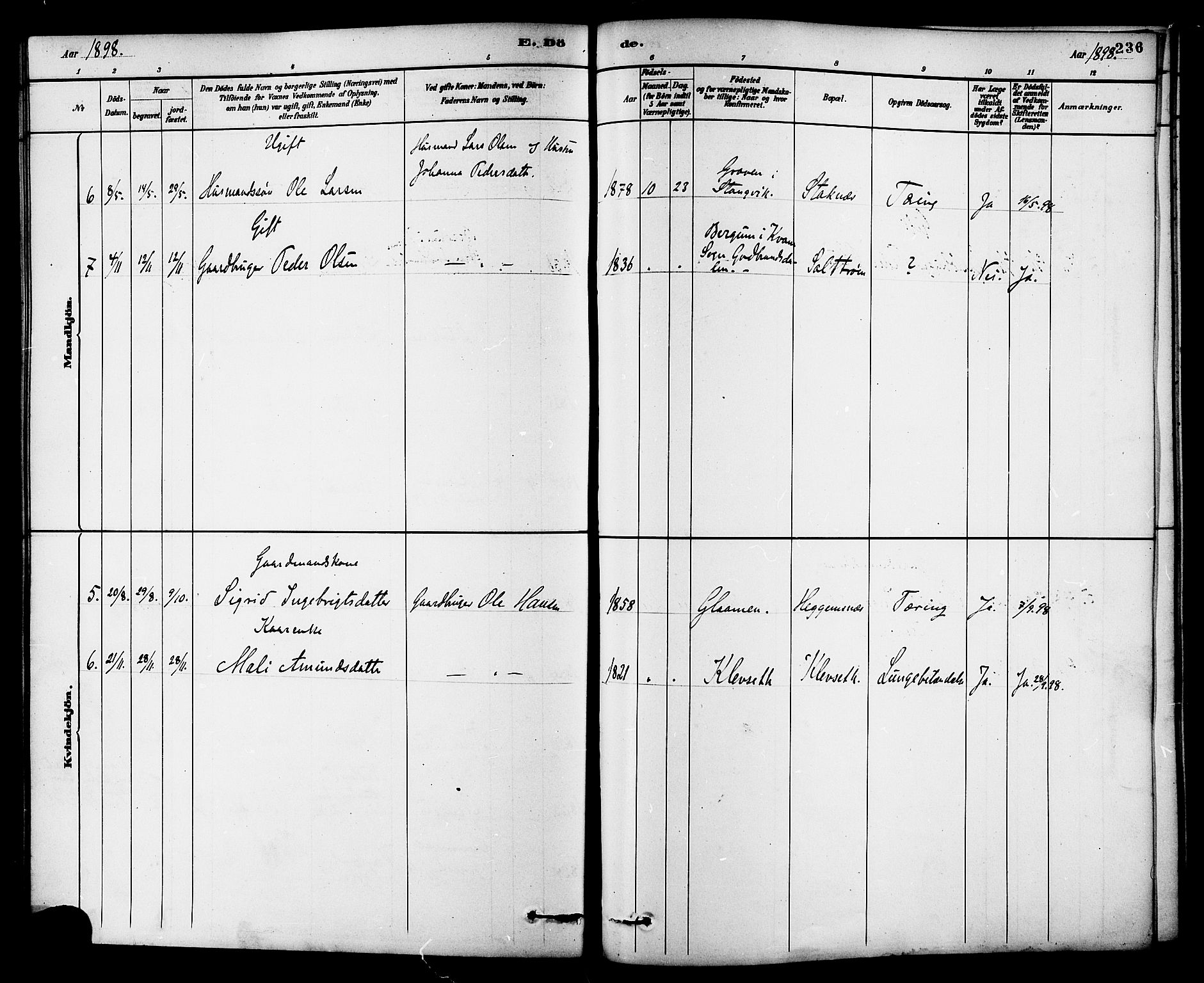 Ministerialprotokoller, klokkerbøker og fødselsregistre - Møre og Romsdal, SAT/A-1454/576/L0885: Parish register (official) no. 576A03, 1880-1898, p. 236