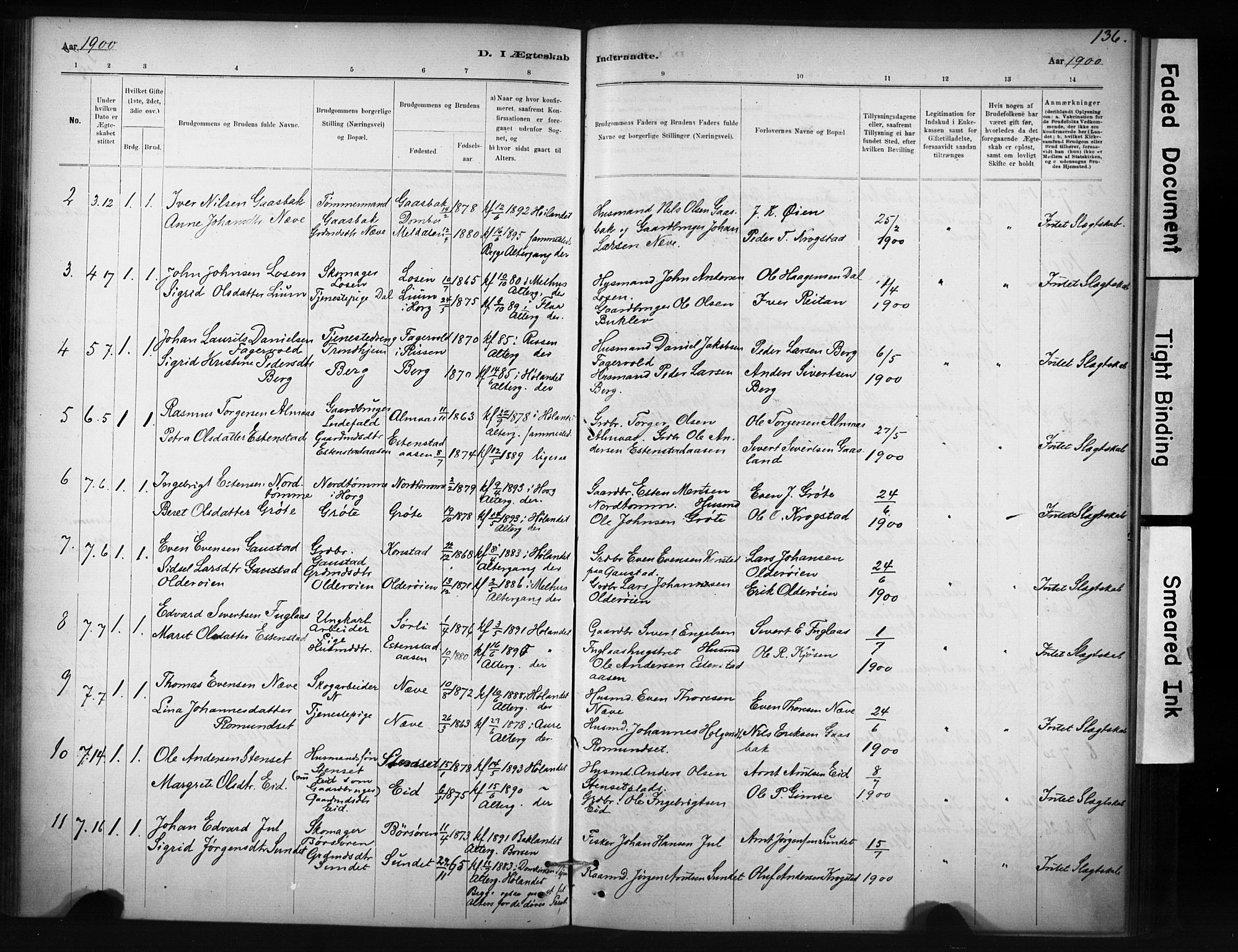 Ministerialprotokoller, klokkerbøker og fødselsregistre - Sør-Trøndelag, SAT/A-1456/694/L1127: Parish register (official) no. 694A01, 1887-1905, p. 136