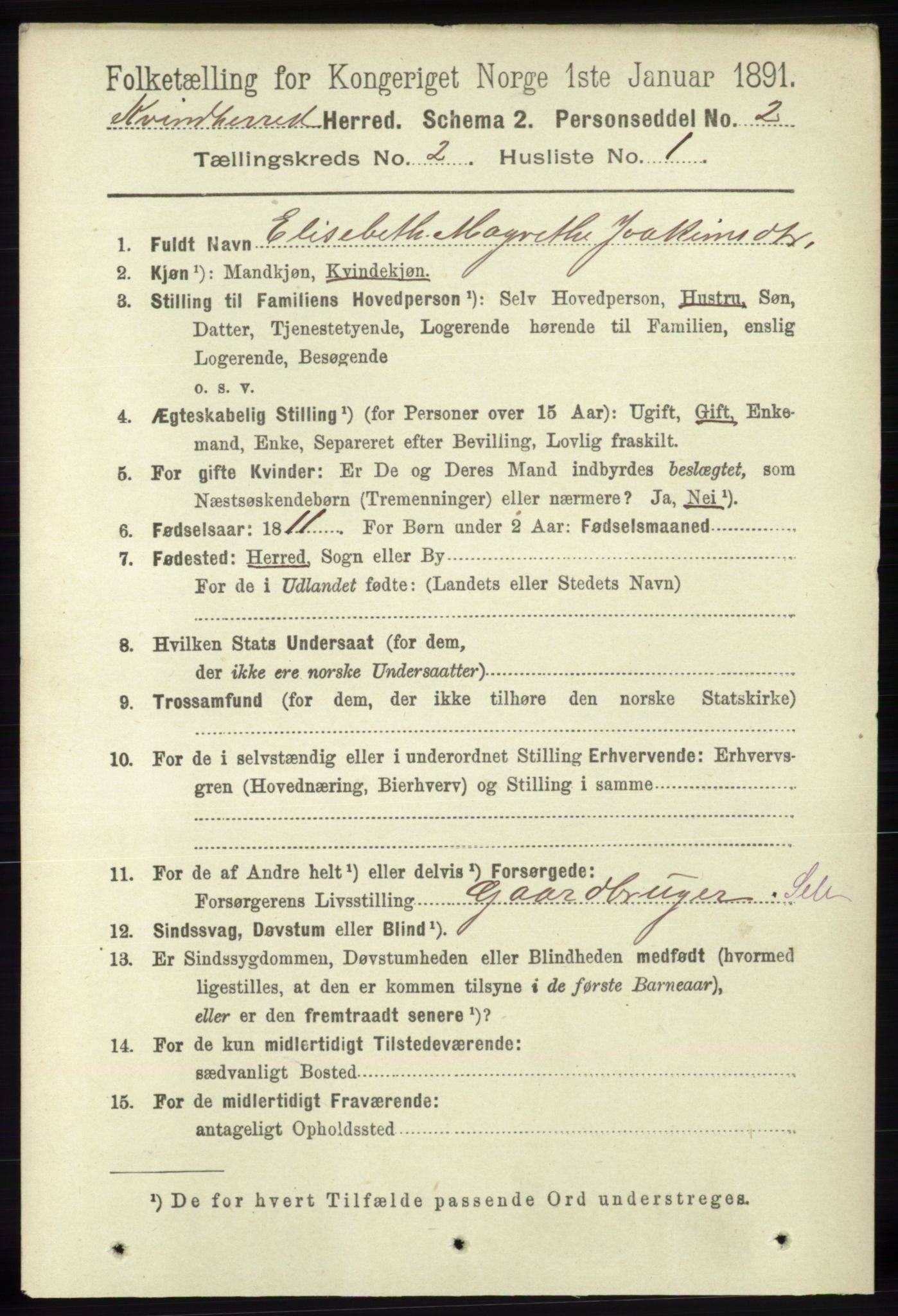 RA, 1891 census for 1224 Kvinnherad, 1891, p. 626