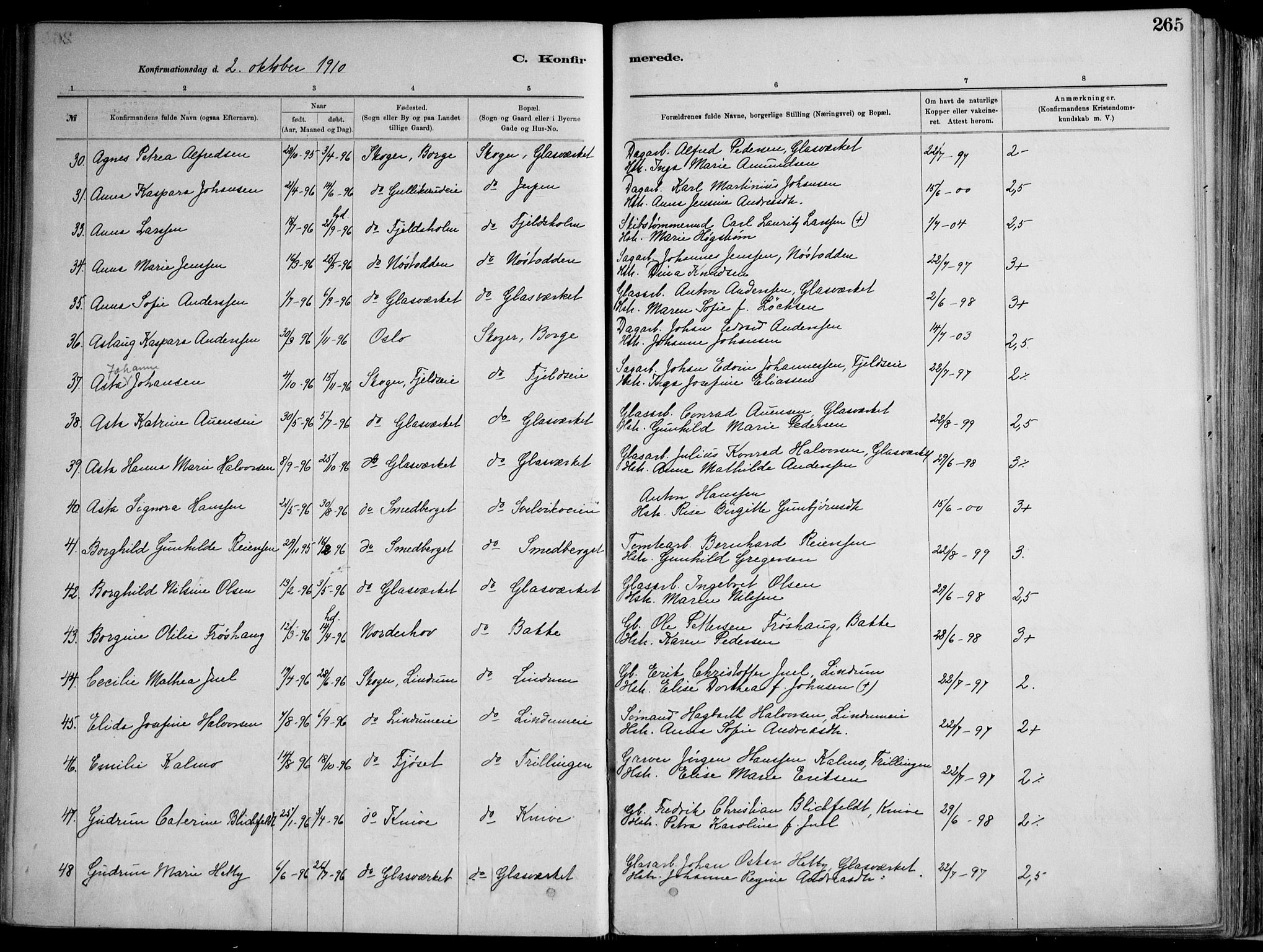 Skoger kirkebøker, AV/SAKO-A-59/F/Fa/L0006: Parish register (official) no. I 6, 1885-1910, p. 265