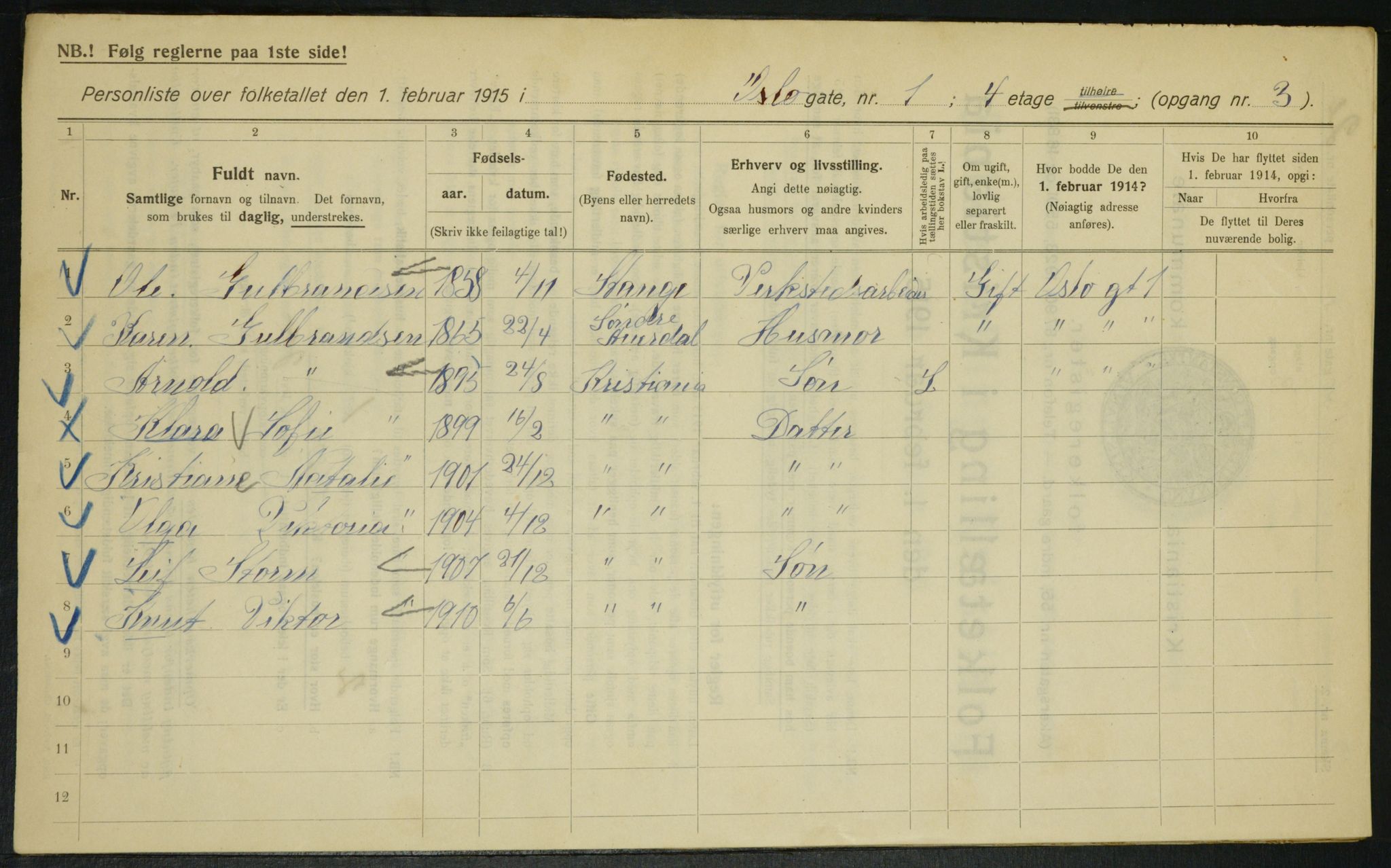 OBA, Municipal Census 1915 for Kristiania, 1915, p. 76421