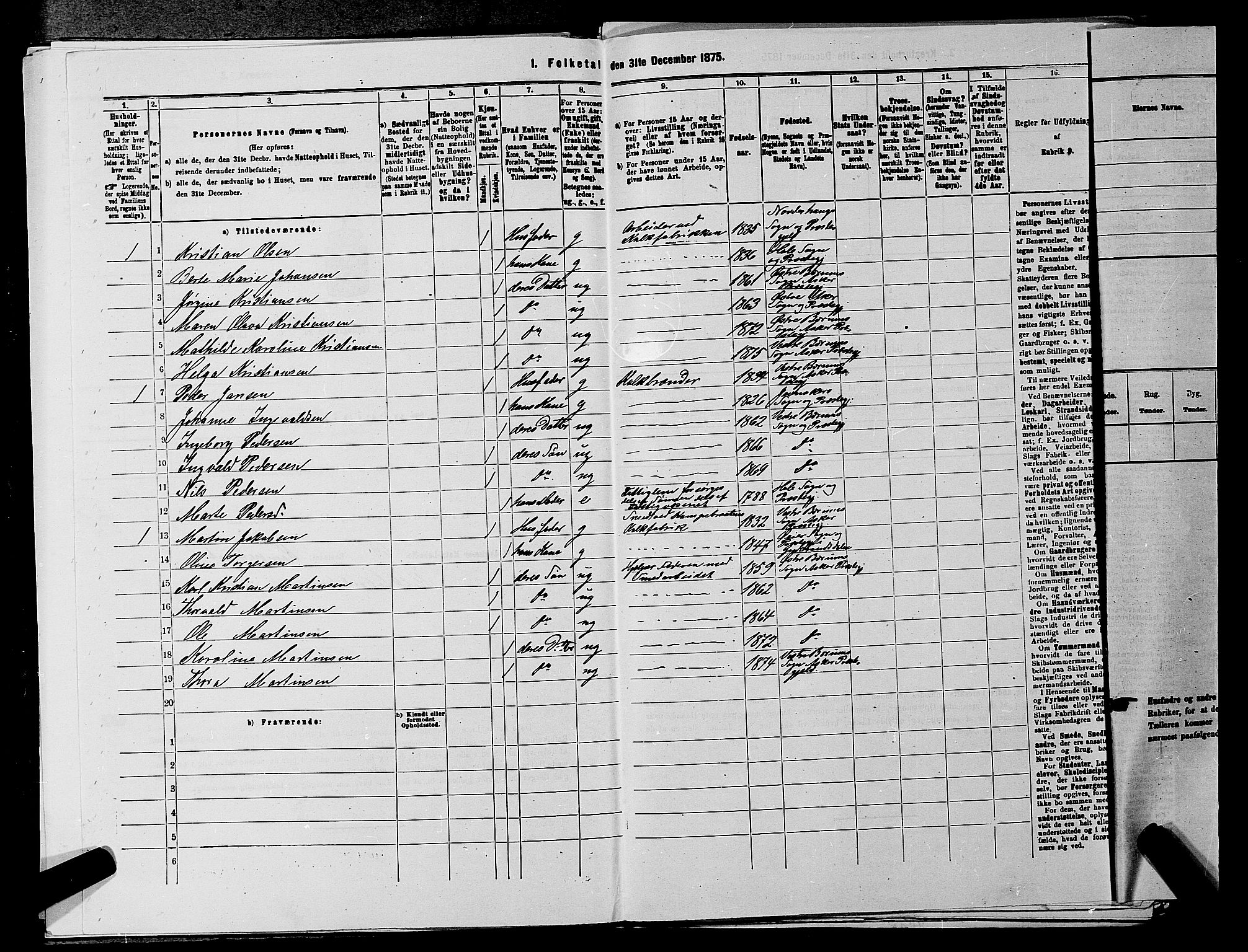 RA, 1875 census for 0220P Asker, 1875, p. 2139