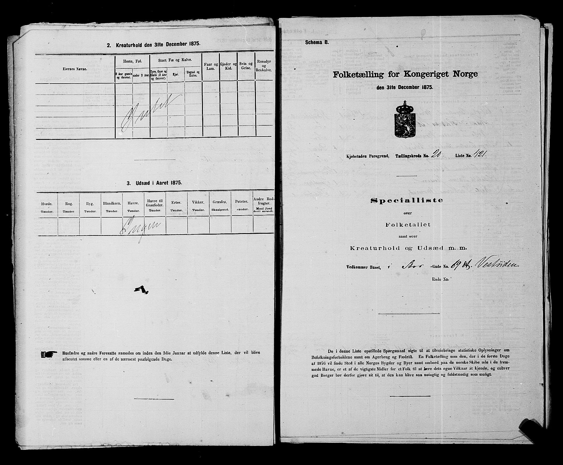 SAKO, 1875 census for 0805P Porsgrunn, 1875, p. 947