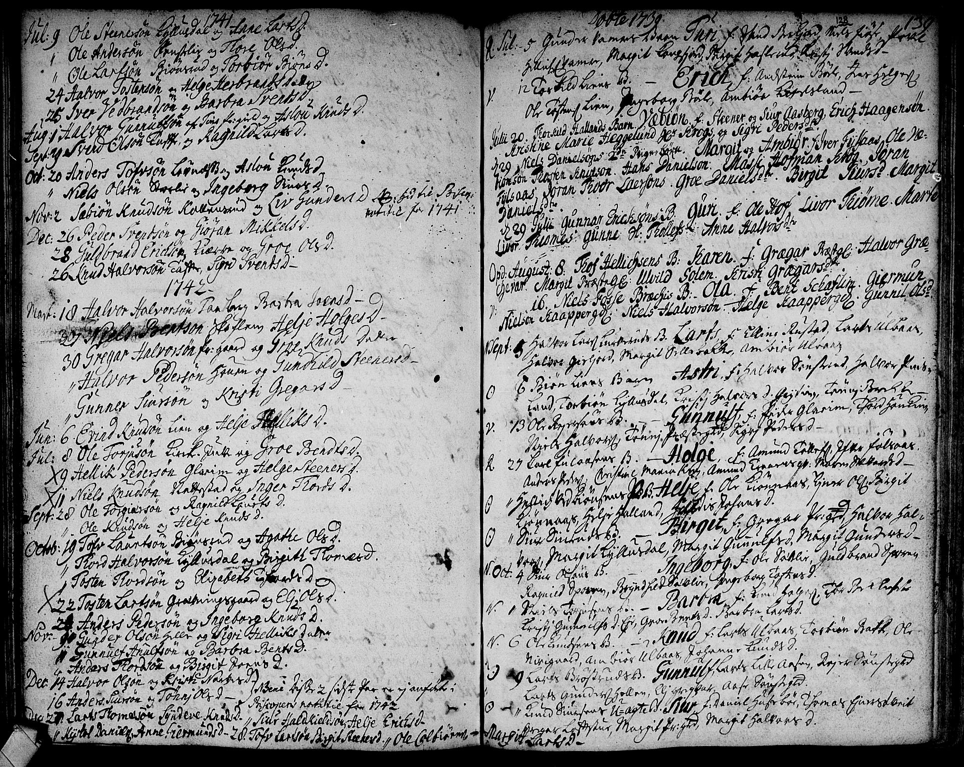 Rollag kirkebøker, SAKO/A-240/F/Fa/L0002: Parish register (official) no. I 2, 1714-1742, p. 139