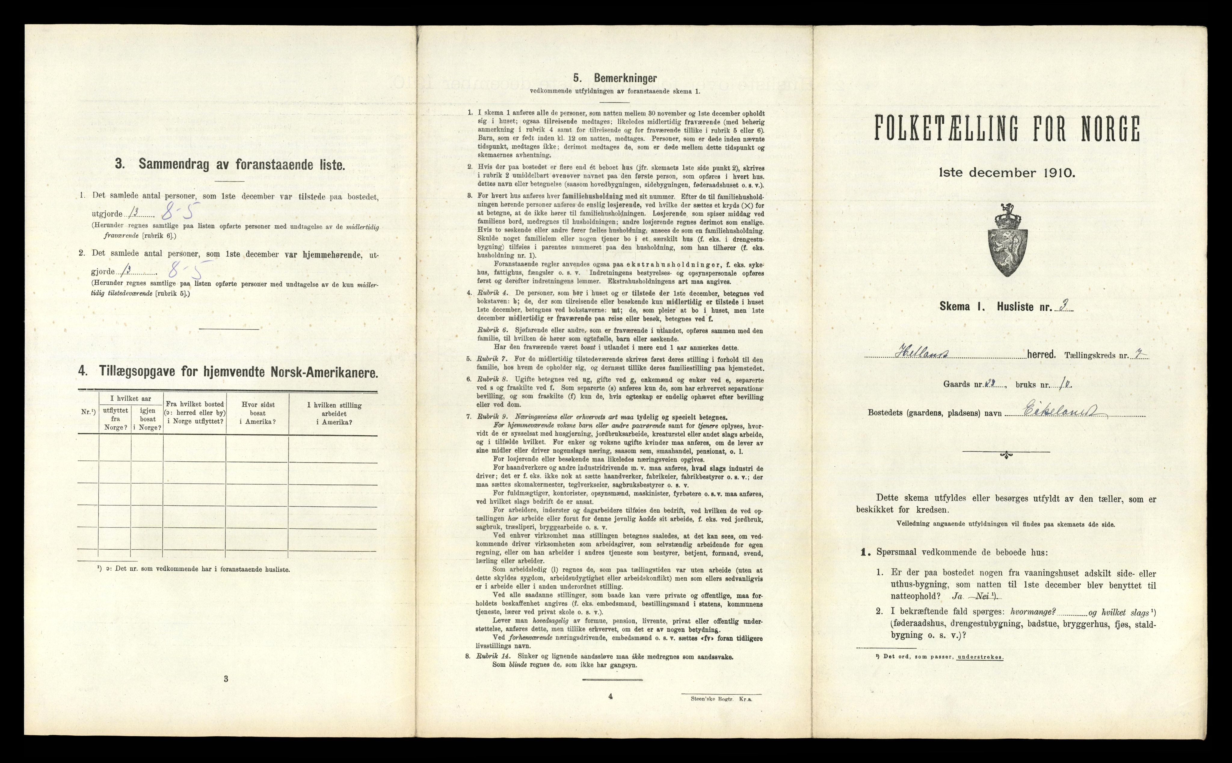 RA, 1910 census for Hetland, 1910, p. 1165