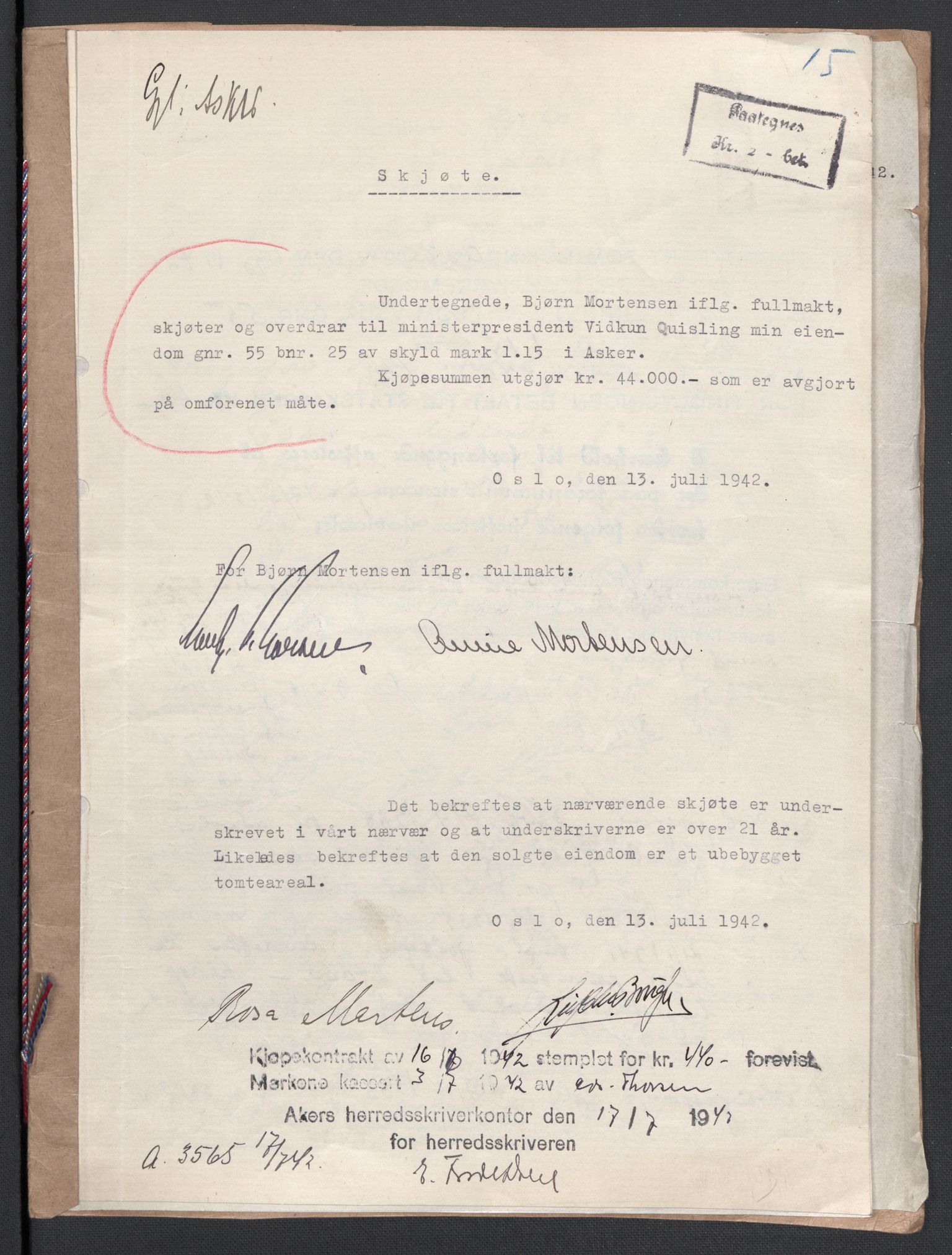 Landssvikarkivet, Oslo politikammer, AV/RA-S-3138-01/D/Da/L0003: Dnr. 29, 1945, p. 2868