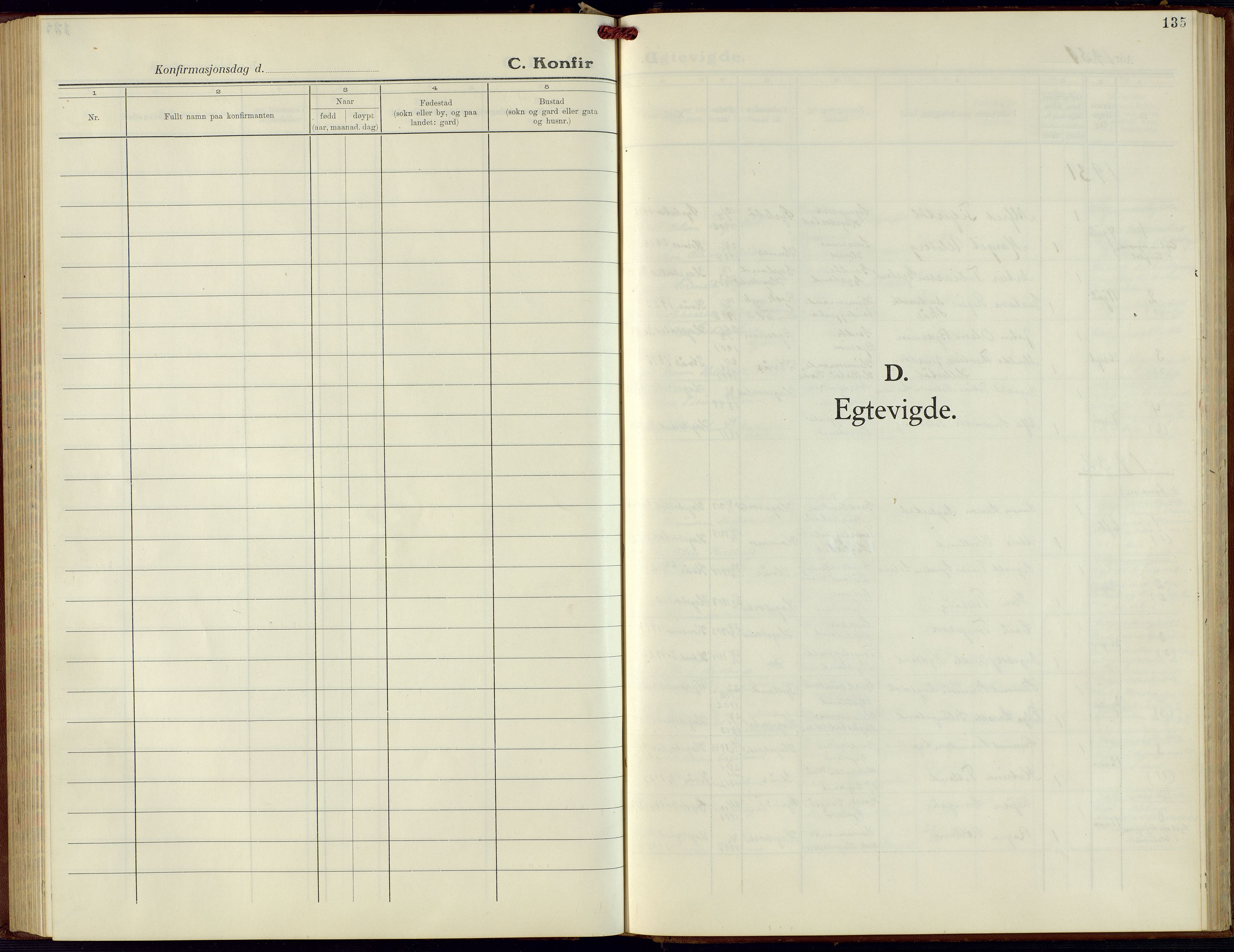 Hægebostad sokneprestkontor, SAK/1111-0024/F/Fb/Fba/L0006: Parish register (copy) no. B 6, 1931-1970, p. 135