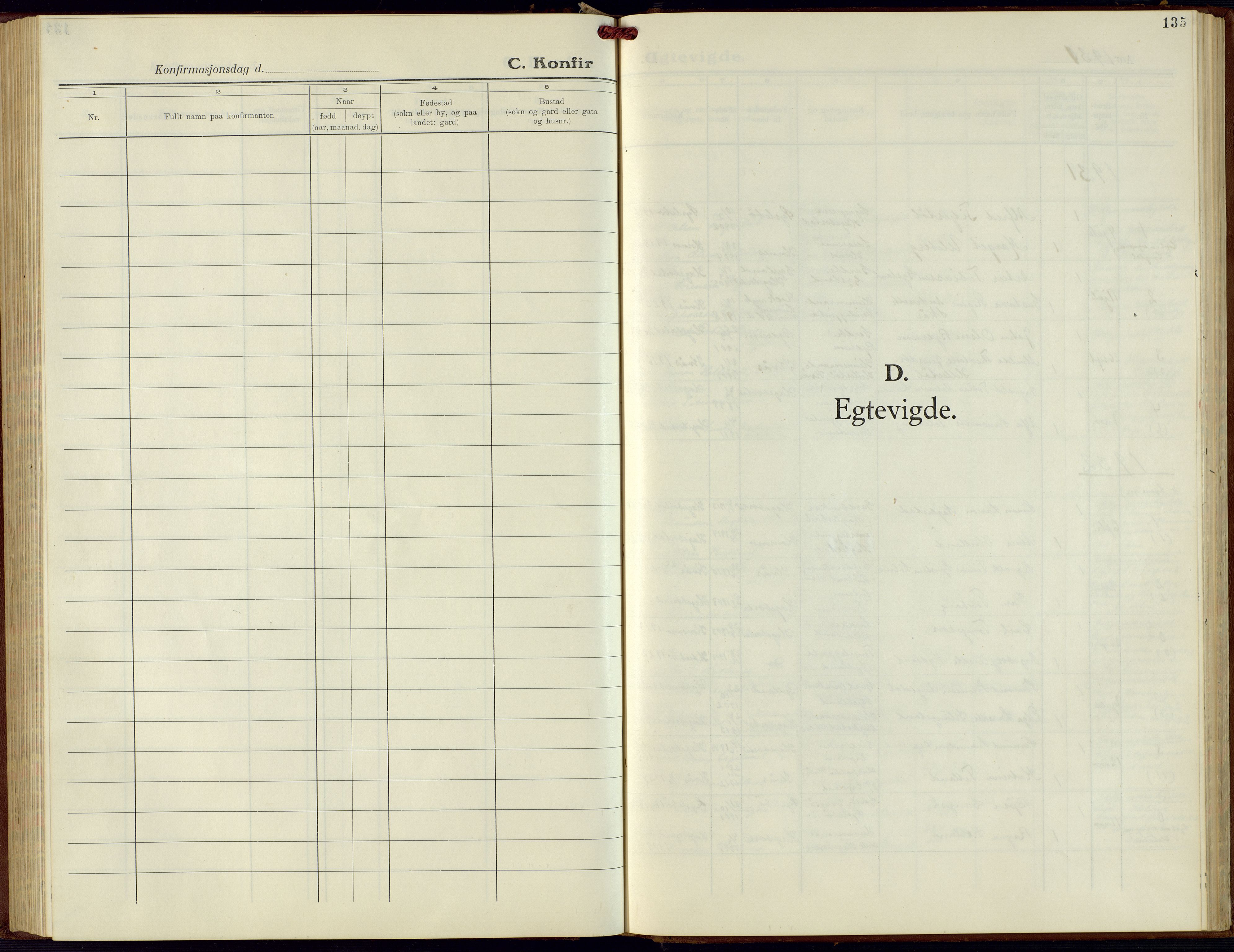 Hægebostad sokneprestkontor, AV/SAK-1111-0024/F/Fb/Fba/L0006: Parish register (copy) no. B 6, 1931-1970, p. 135