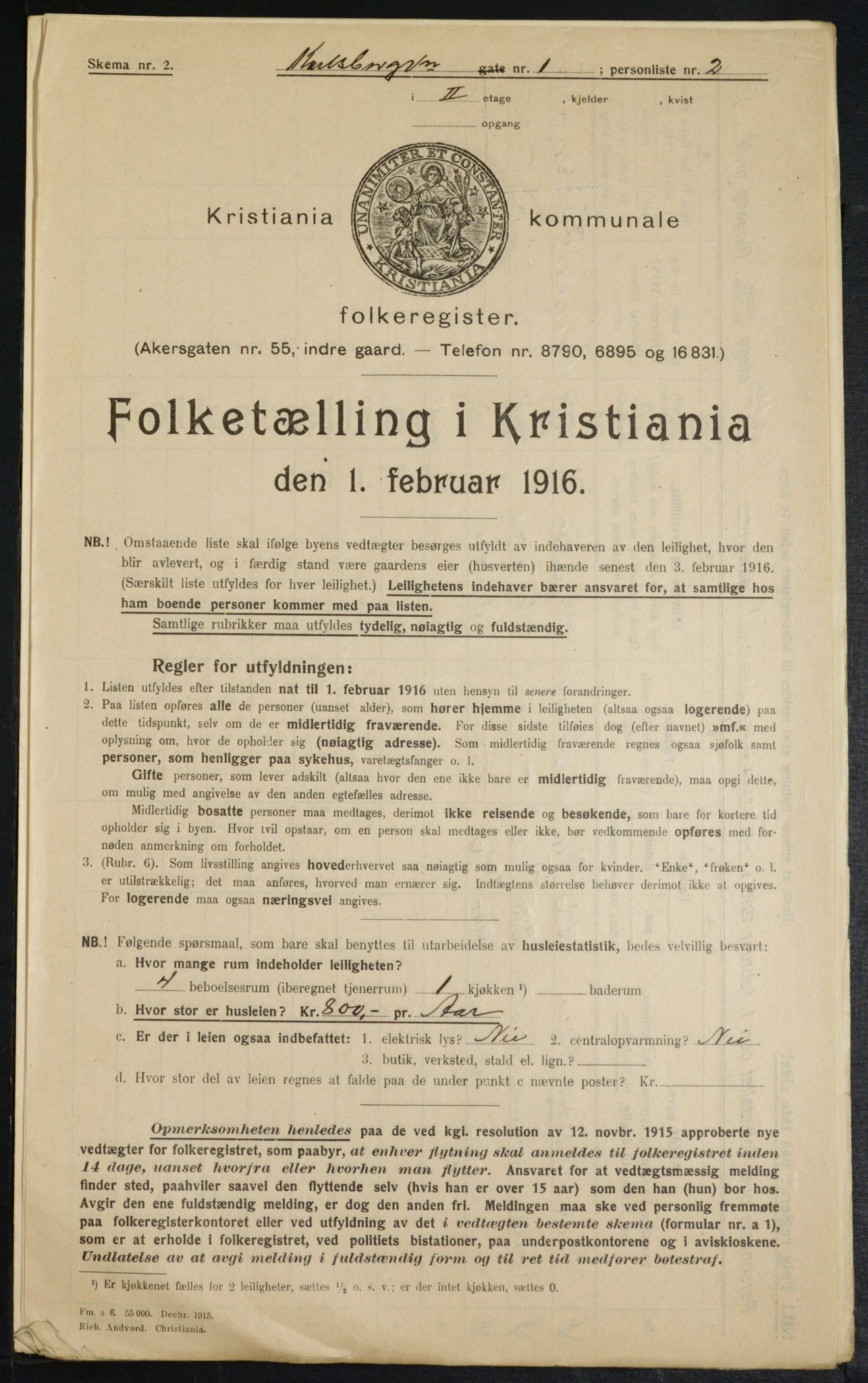 OBA, Municipal Census 1916 for Kristiania, 1916, p. 49968