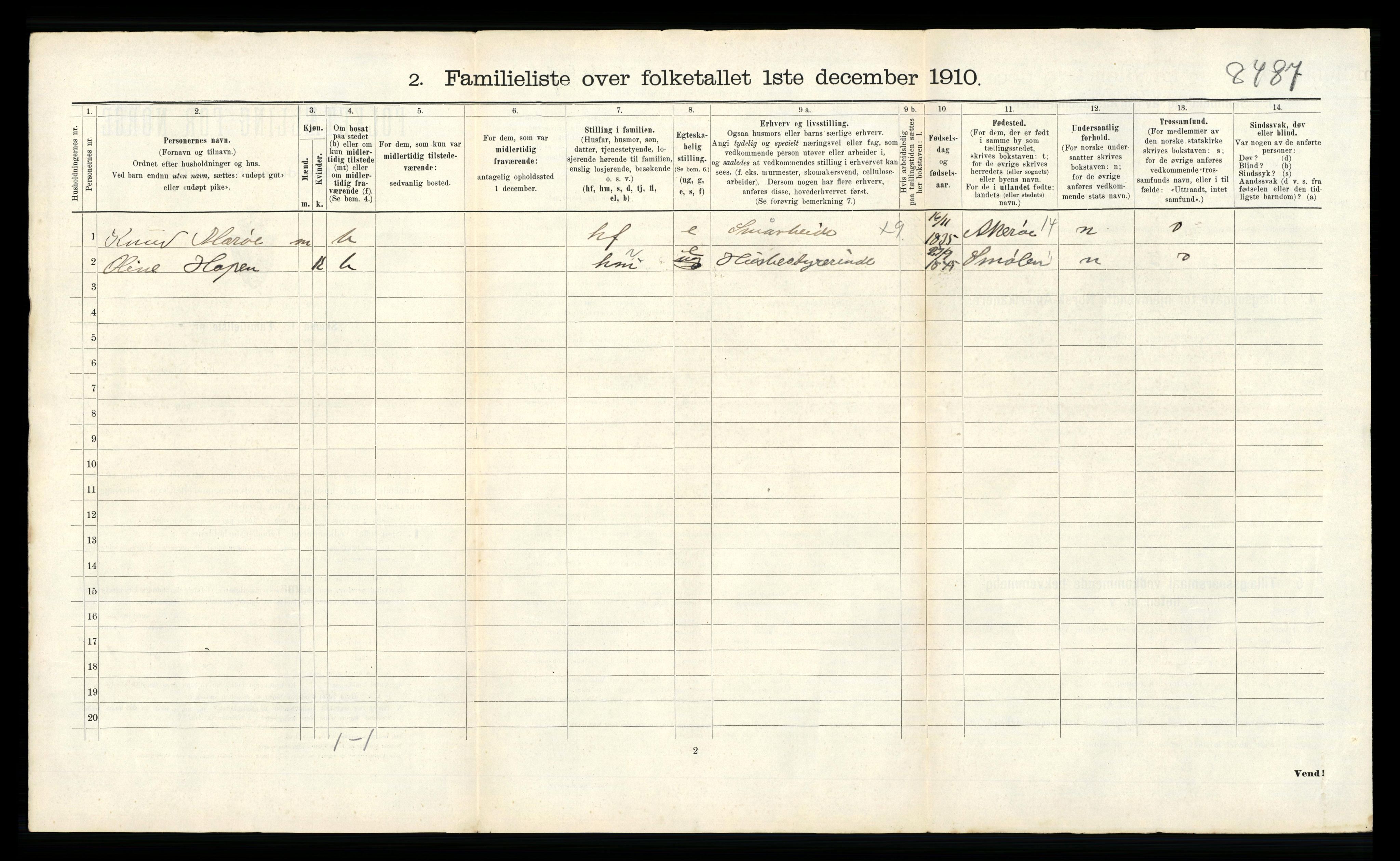 RA, 1910 census for Kristiansund, 1910, p. 6832