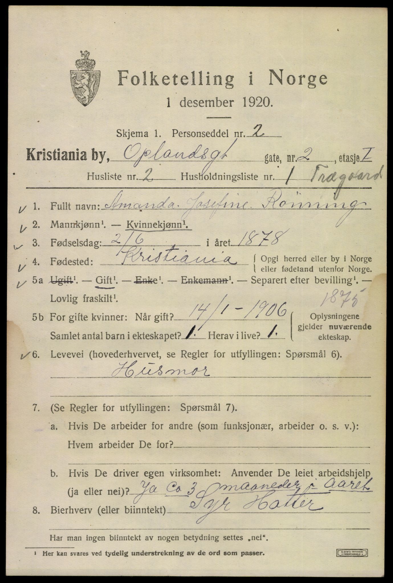 SAO, 1920 census for Kristiania, 1920, p. 434237