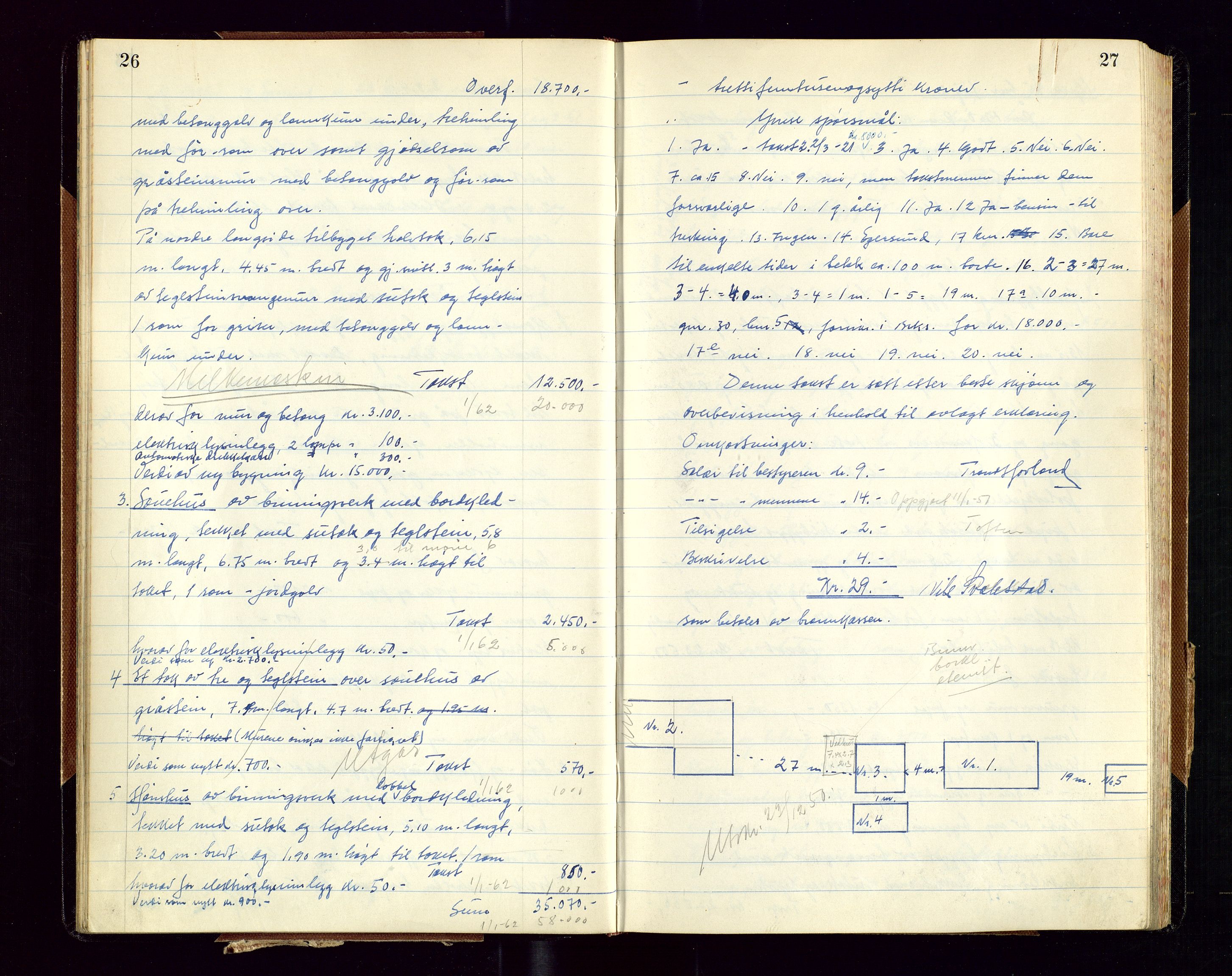 Helleland lensmannskontor, AV/SAST-A-100209/Goa/L0003: "Branntakstprotokoll", 1950-1955, p. 26-27