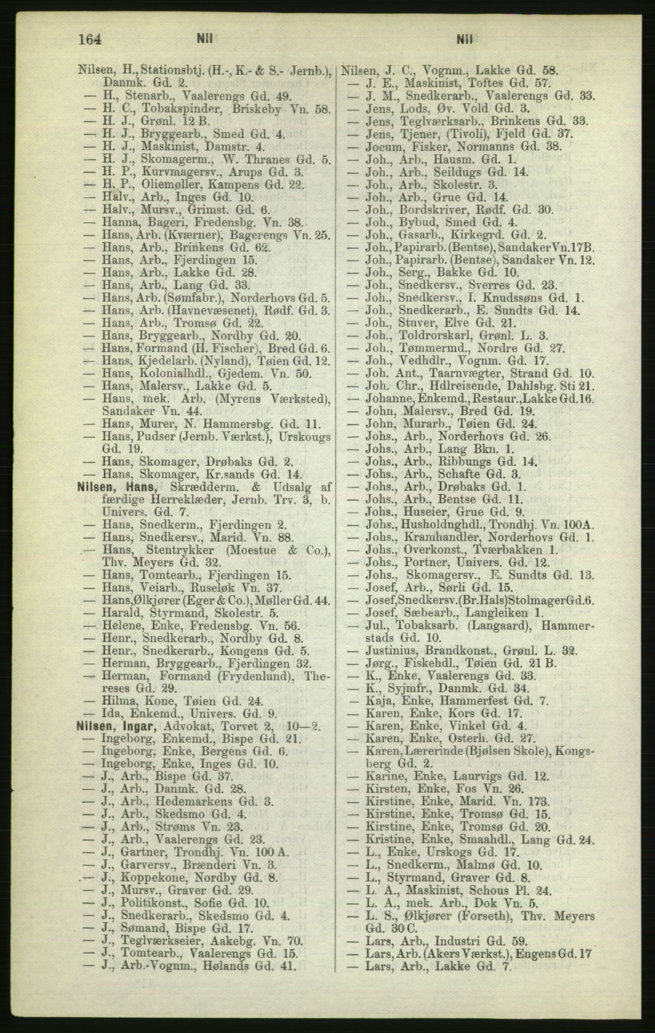 Kristiania/Oslo adressebok, PUBL/-, 1882, p. 164