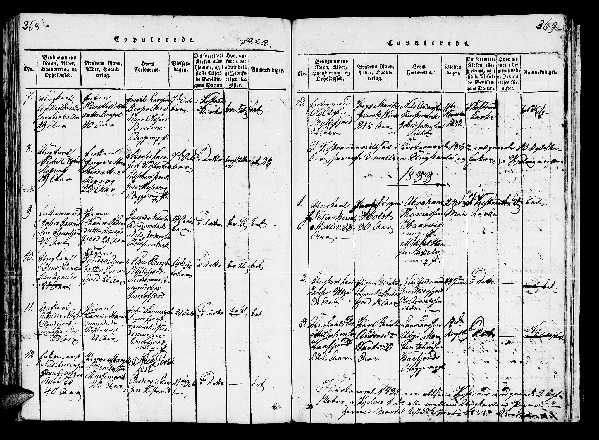 Kistrand/Porsanger sokneprestembete, SATØ/S-1351/H/Ha/L0003.kirke: Parish register (official) no. 3, 1825-1842, p. 368-369