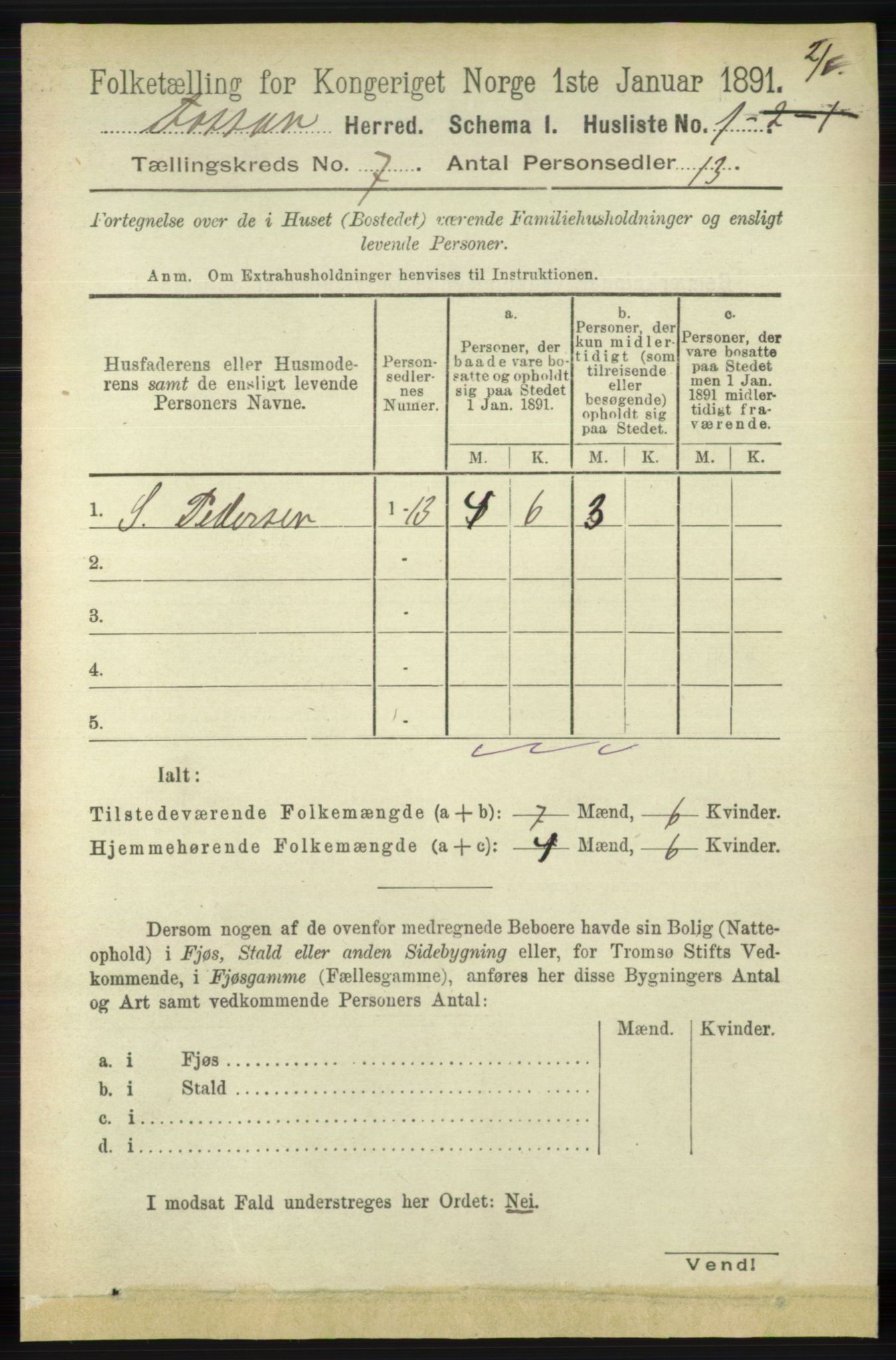 RA, 1891 census for 1129 Forsand, 1891, p. 1190
