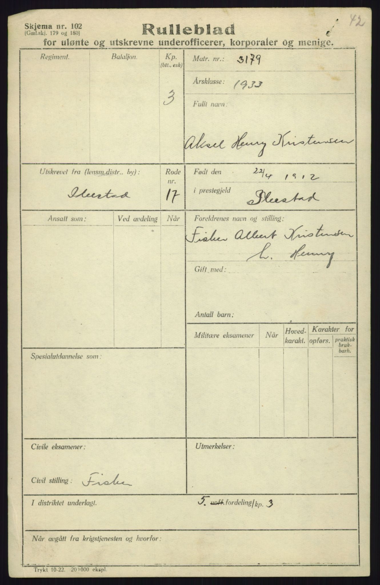 Forsvaret, Troms infanteriregiment nr. 16, AV/RA-RAFA-3146/P/Pa/L0017: Rulleblad for regimentets menige mannskaper, årsklasse 1933, 1933, p. 723