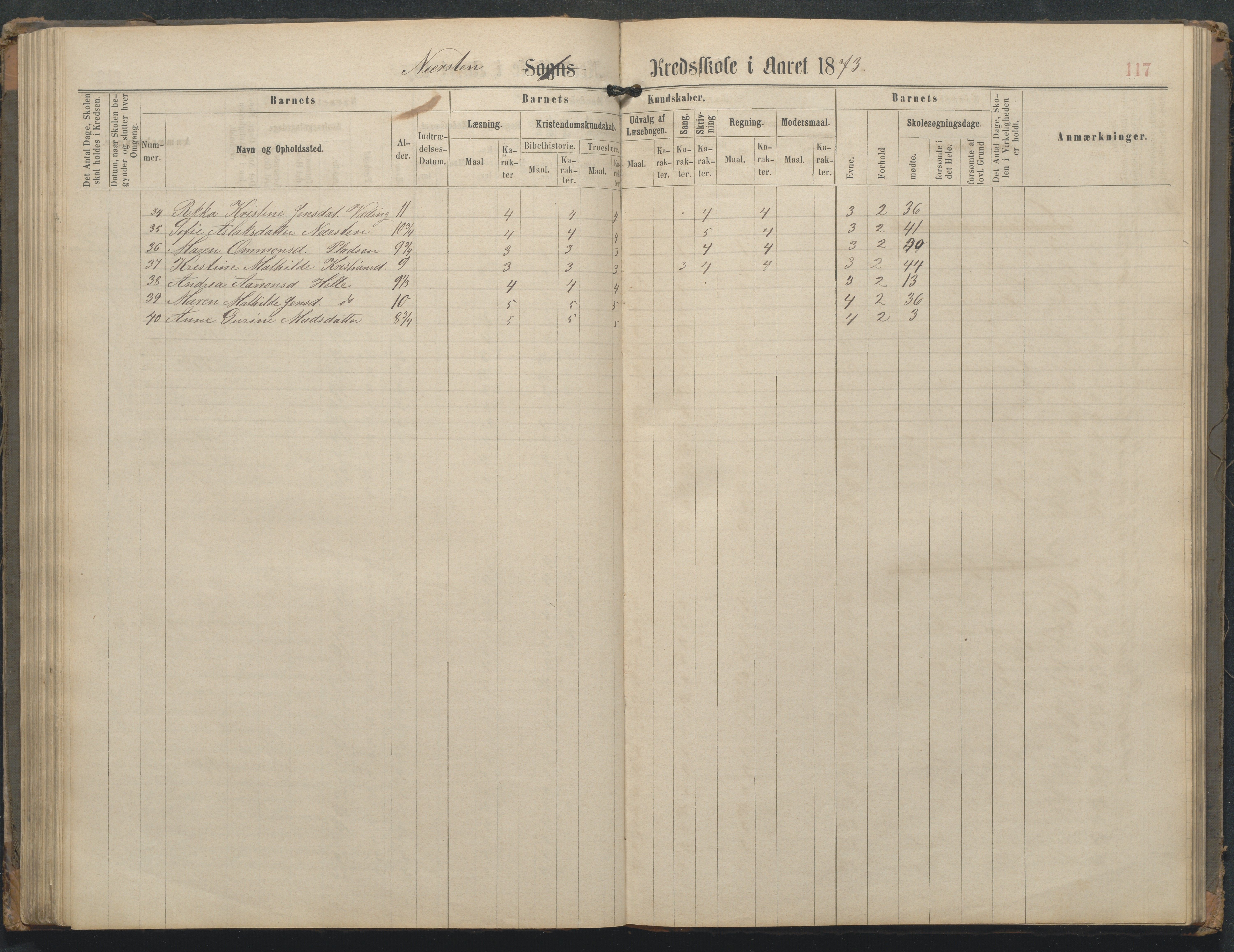 Øyestad kommune frem til 1979, AAKS/KA0920-PK/06/06L/L0002: Skoleprotokoll, 1863-1899, p. 118