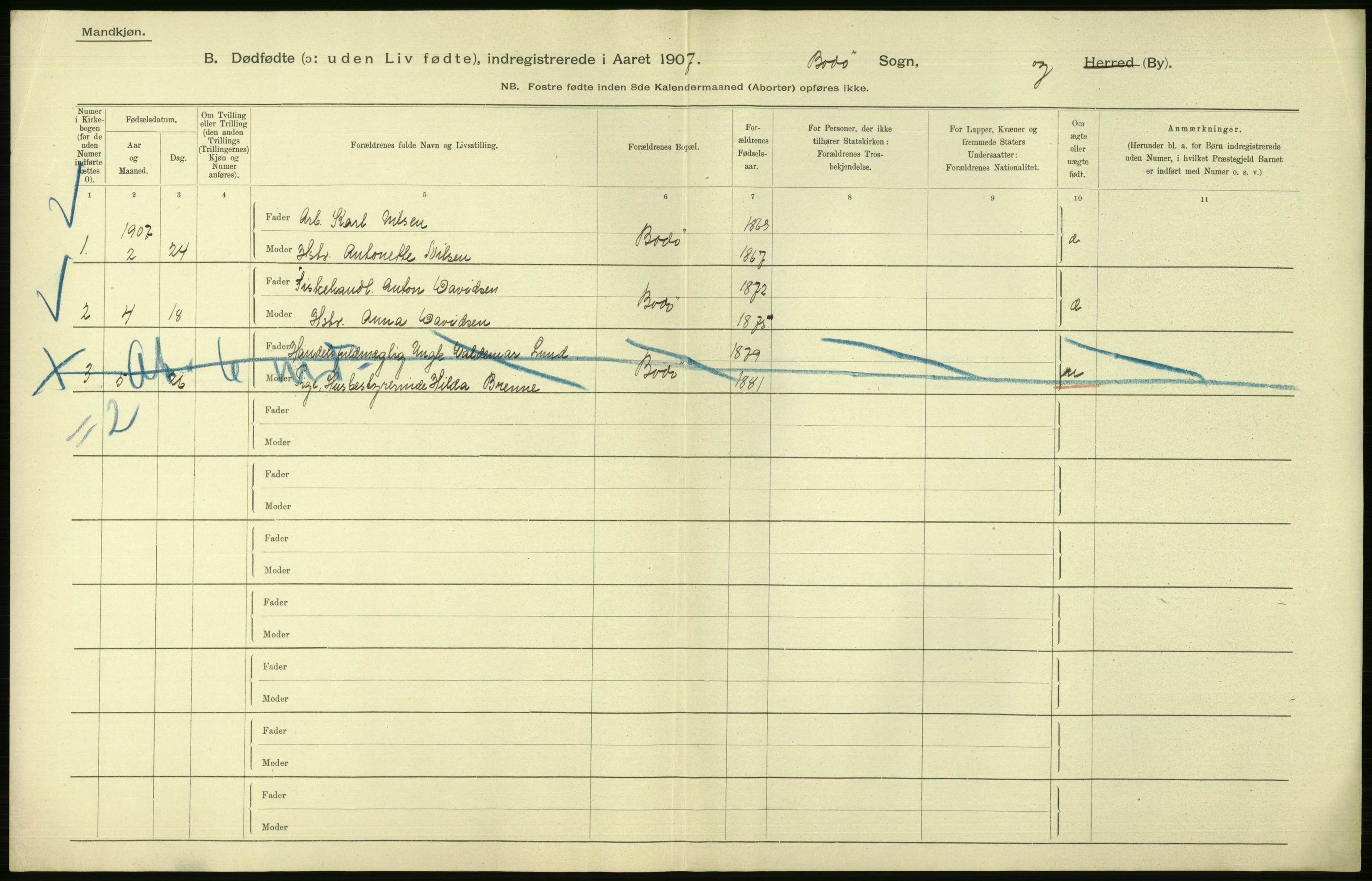 Statistisk sentralbyrå, Sosiodemografiske emner, Befolkning, AV/RA-S-2228/D/Df/Dfa/Dfae/L0045: Nordlands amt: Gifte. Bygder og byer., 1907, p. 746