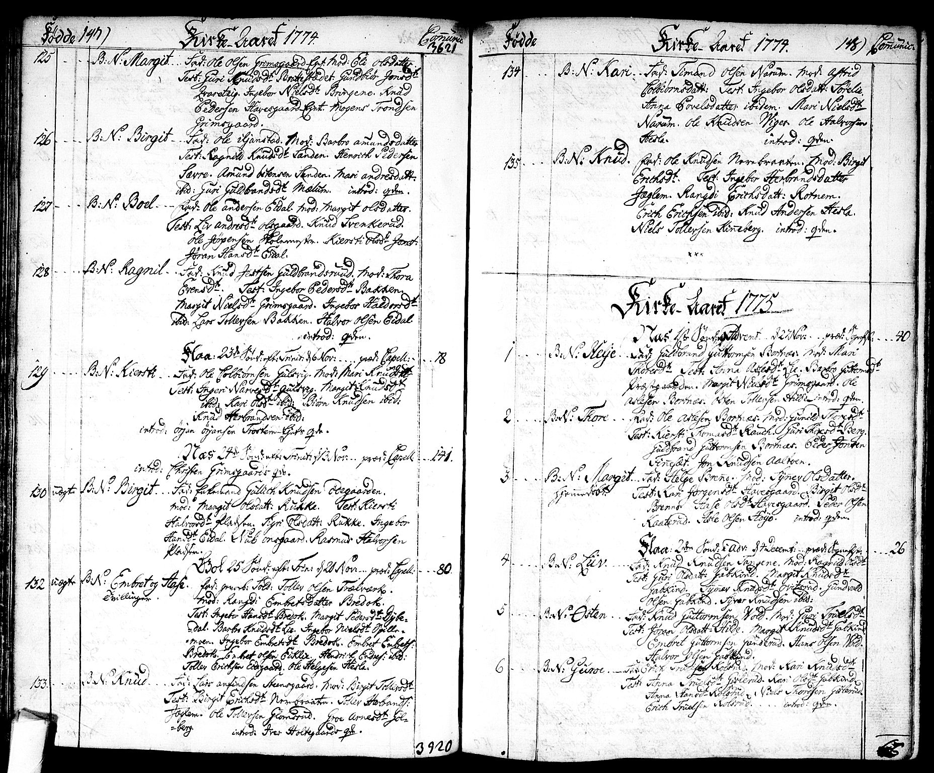 Nes kirkebøker, SAKO/A-236/F/Fa/L0004: Parish register (official) no. 4, 1764-1786, p. 147-148