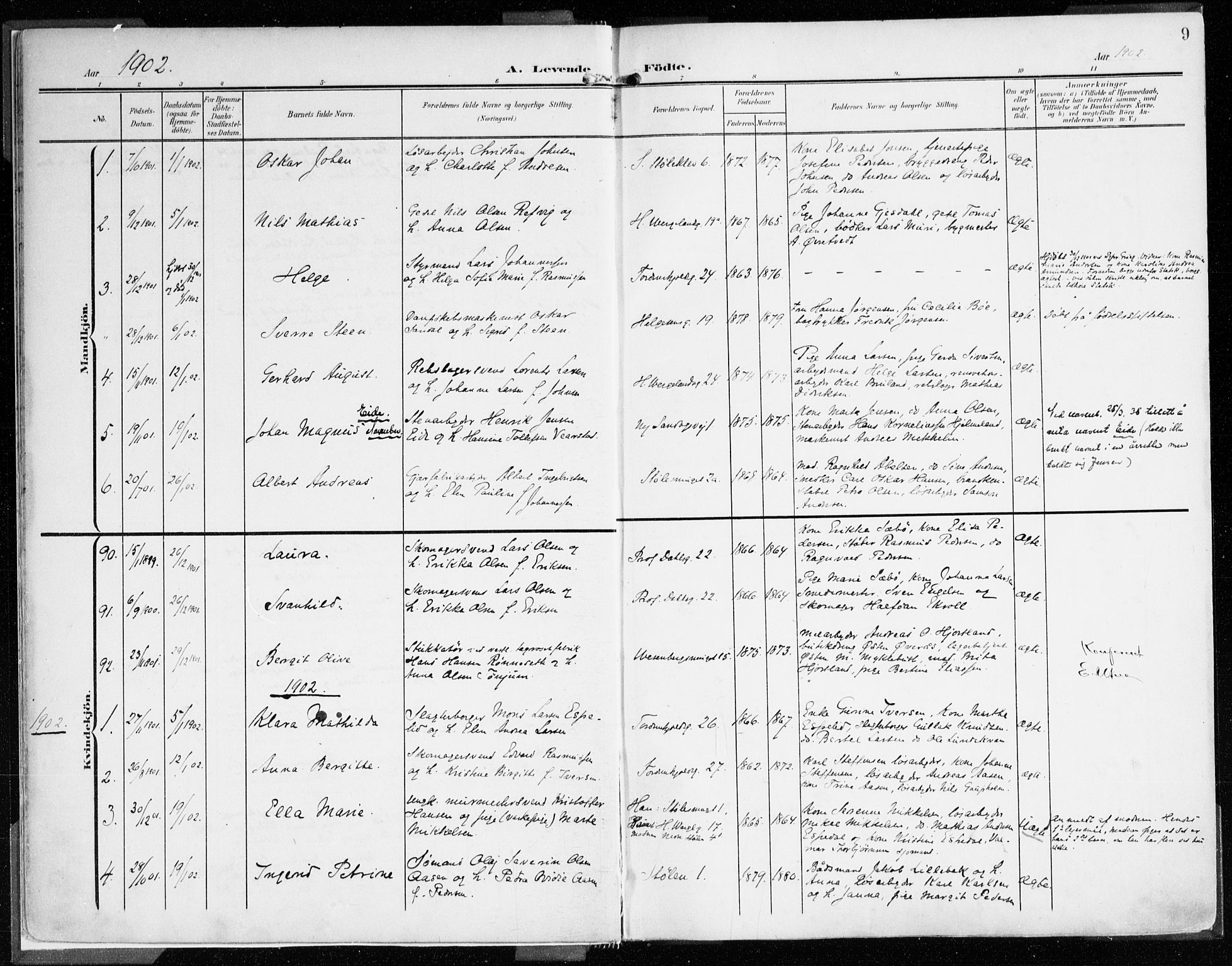 Mariakirken Sokneprestembete, SAB/A-76901/H/Haa/L0010: Parish register (official) no. B 1, 1901-1915, p. 9