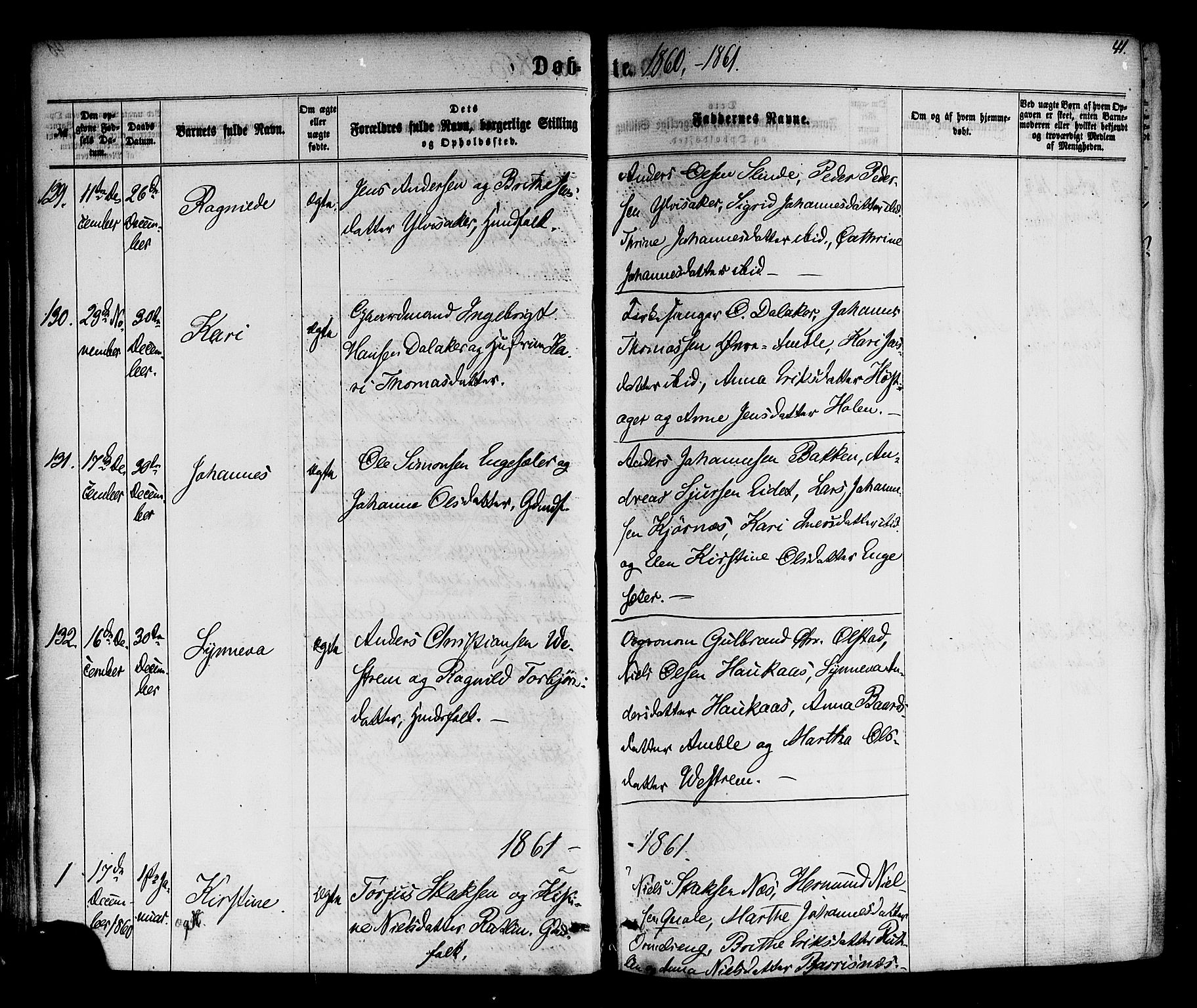 Sogndal sokneprestembete, SAB/A-81301/H/Haa/Haaa/L0013: Parish register (official) no. A 13, 1859-1877, p. 41