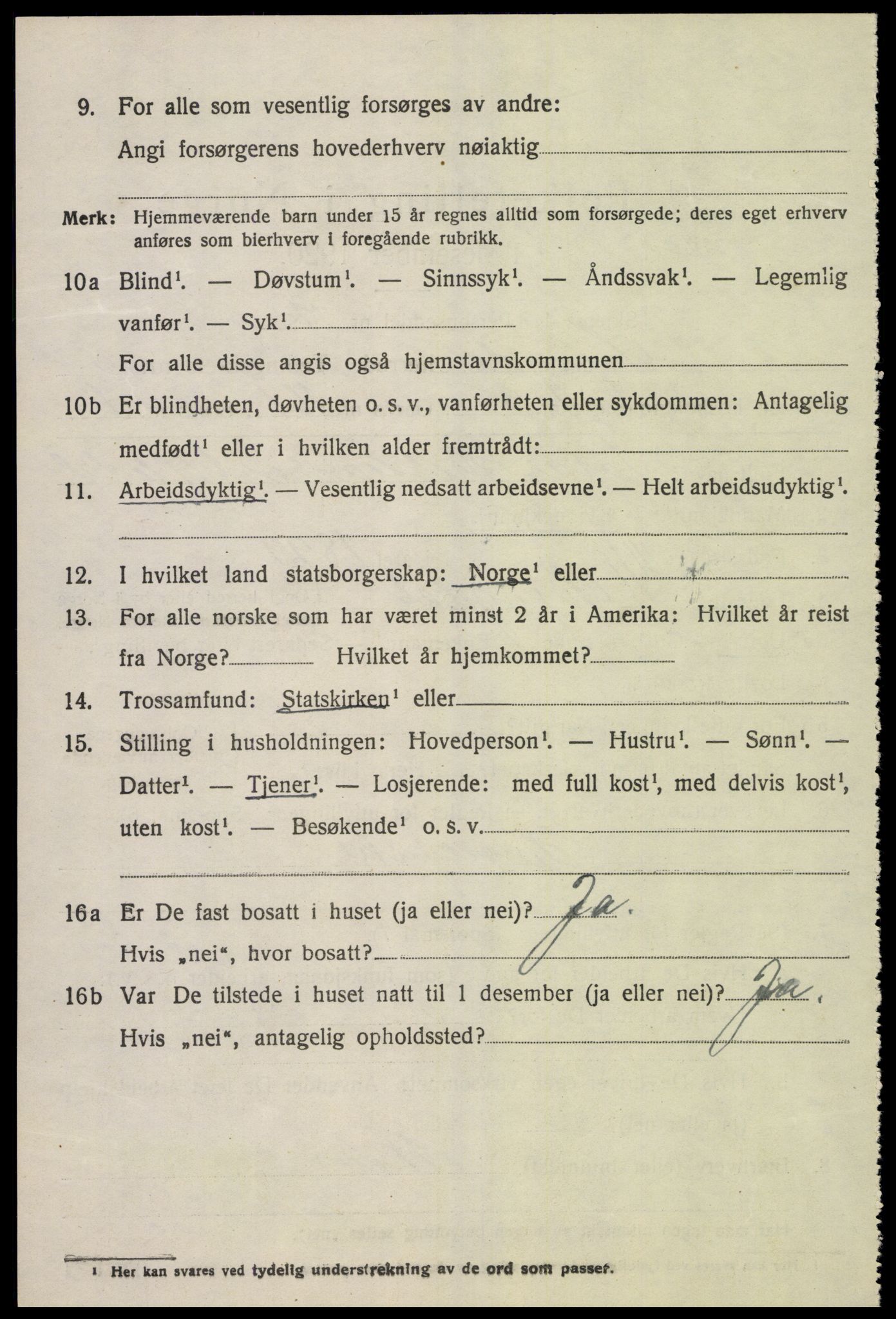 SAK, 1920 census for Lyngdal, 1920, p. 3324