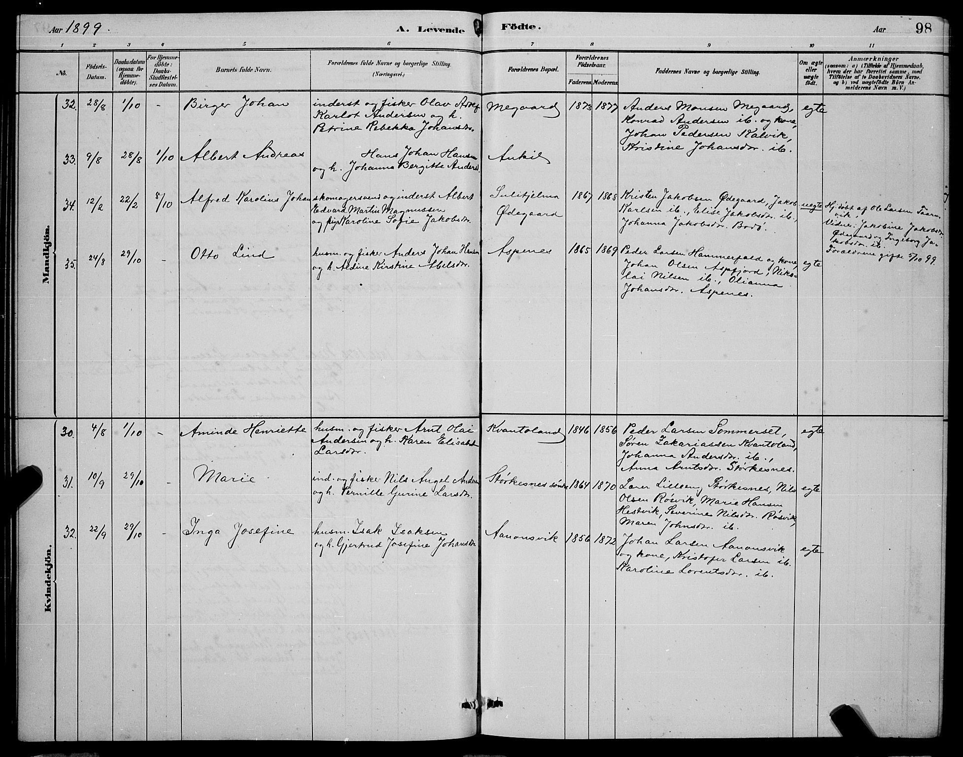 Ministerialprotokoller, klokkerbøker og fødselsregistre - Nordland, AV/SAT-A-1459/853/L0772: Parish register (official) no. 853A11, 1881-1900, p. 98