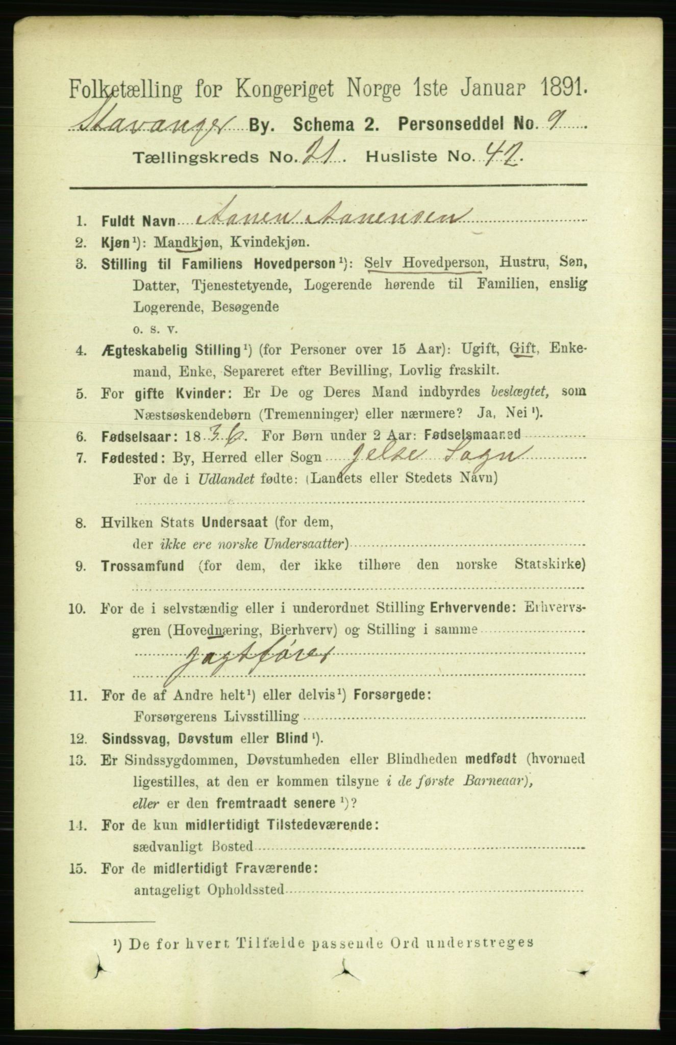 RA, 1891 census for 1103 Stavanger, 1891, p. 23780