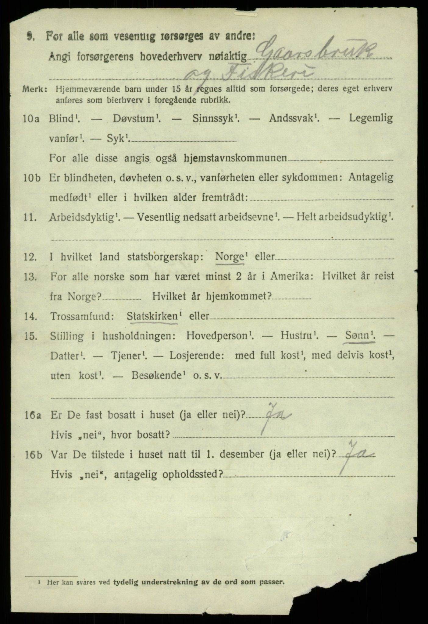 SAB, 1920 census for Sund, 1920, p. 4412