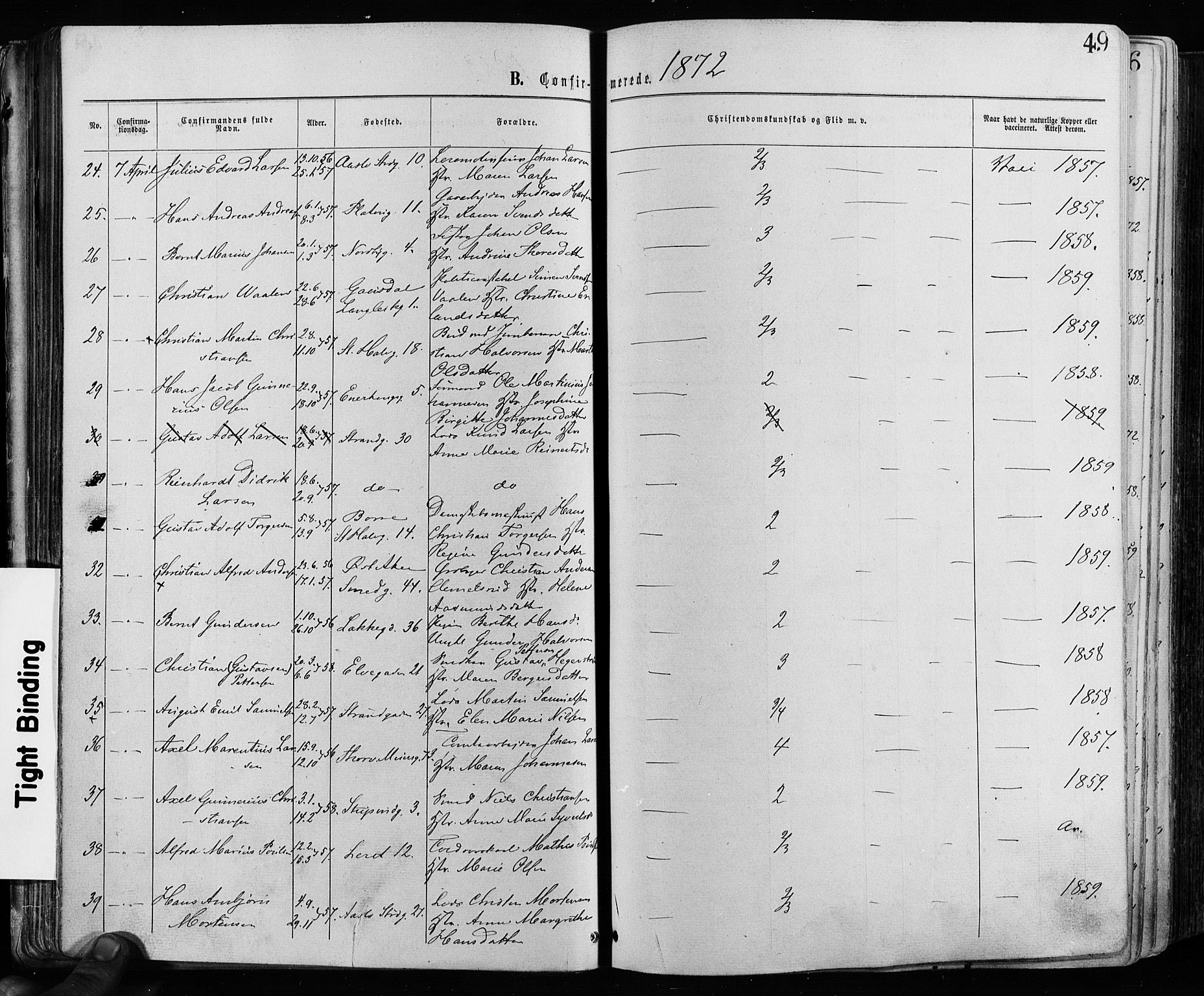 Grønland prestekontor Kirkebøker, AV/SAO-A-10848/F/Fa/L0005: Parish register (official) no. 5, 1869-1880, p. 49