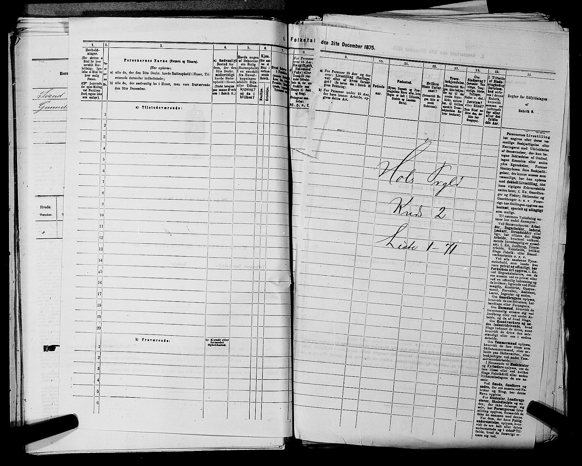 SAKO, 1875 census for 0620P Hol, 1875, p. 157