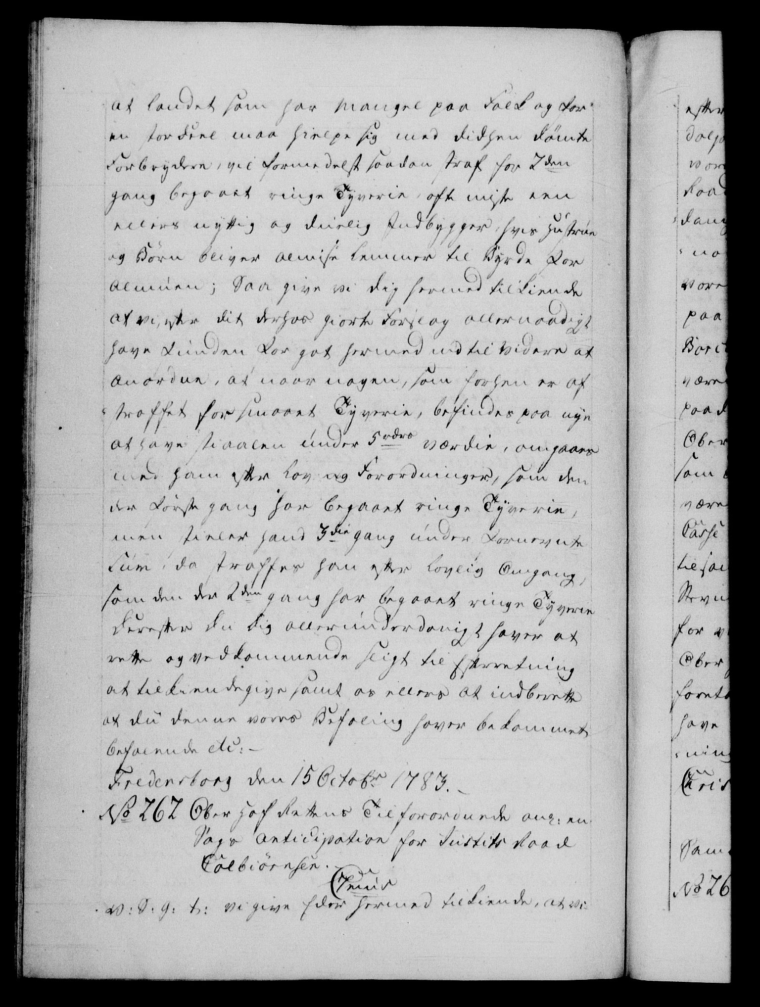 Danske Kanselli 1572-1799, AV/RA-EA-3023/F/Fc/Fca/Fcab/L0043: Norske tegnelser, 1782-1786, p. 291b